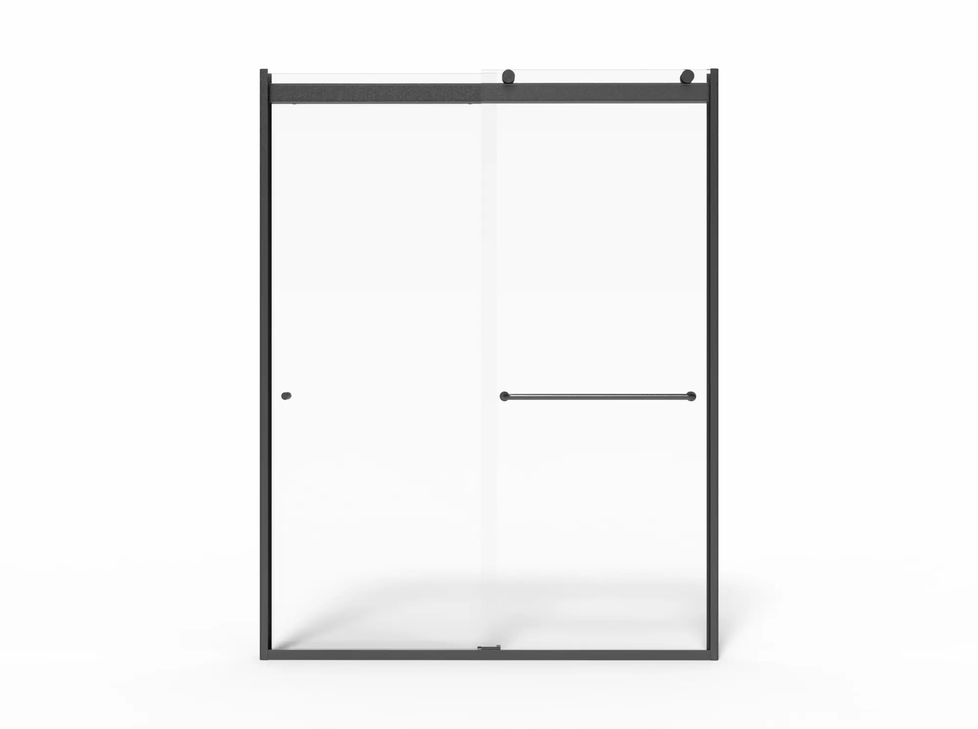 60 x 76-Inch Height Semi-Frameless Top-Roller Sliding Shower Door // MATTE BLACK // 176840_Universal_SiloFront_AM00811400.243_Aug2023_0_CDNwebp.webp