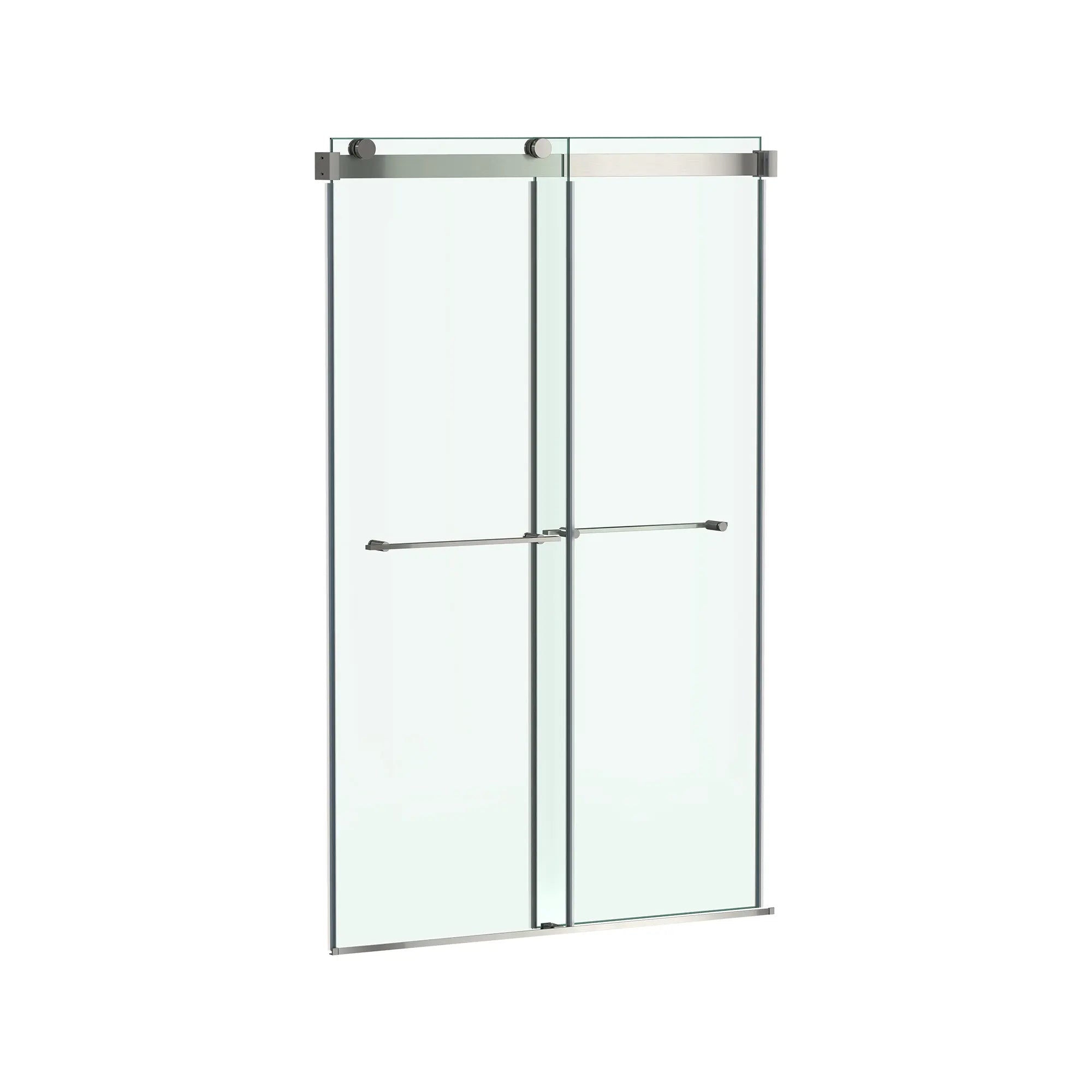 Aspirations 48 x 72-Inch Frameless Sliding Shower Door // 48 X 72 IN / BRUSHED NICKEL // 188269_Aspirations_SiloRight_AM00855400.295_0001_May2023_0_CDNwebp.webp