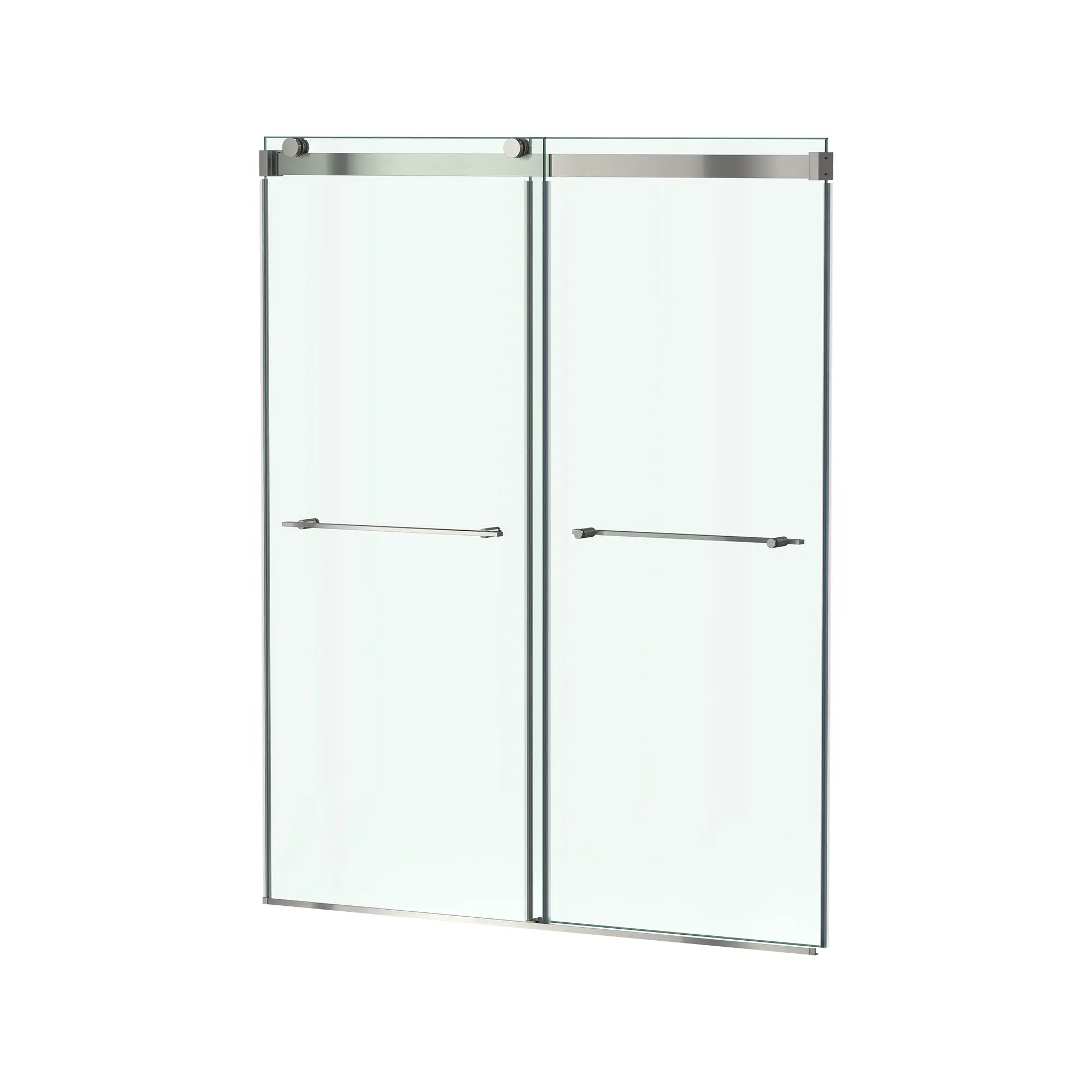 Aspirations 60 x 72-Inch Frameless Sliding Shower Door // 60 X 72 IN / BRUSHED NICKEL // 188296_Aspirations_SiloLeft_AM00854400.295_0001_May2023_0_CDNwebp.webp