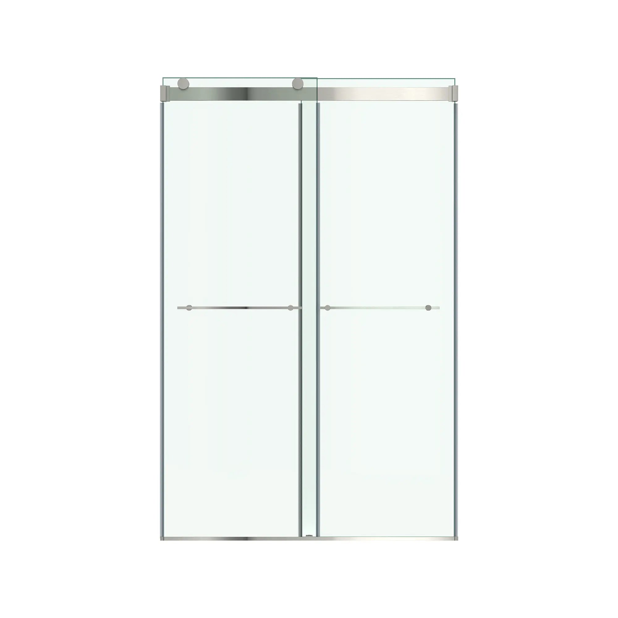 Aspirations 48 x 72-Inch Frameless Sliding Shower Door // 48 X 72 IN / BRUSHED NICKEL // 188307_Aspirations_SiloFront_AM00855400.295_0001_May2023_0_CDNwebp.webp