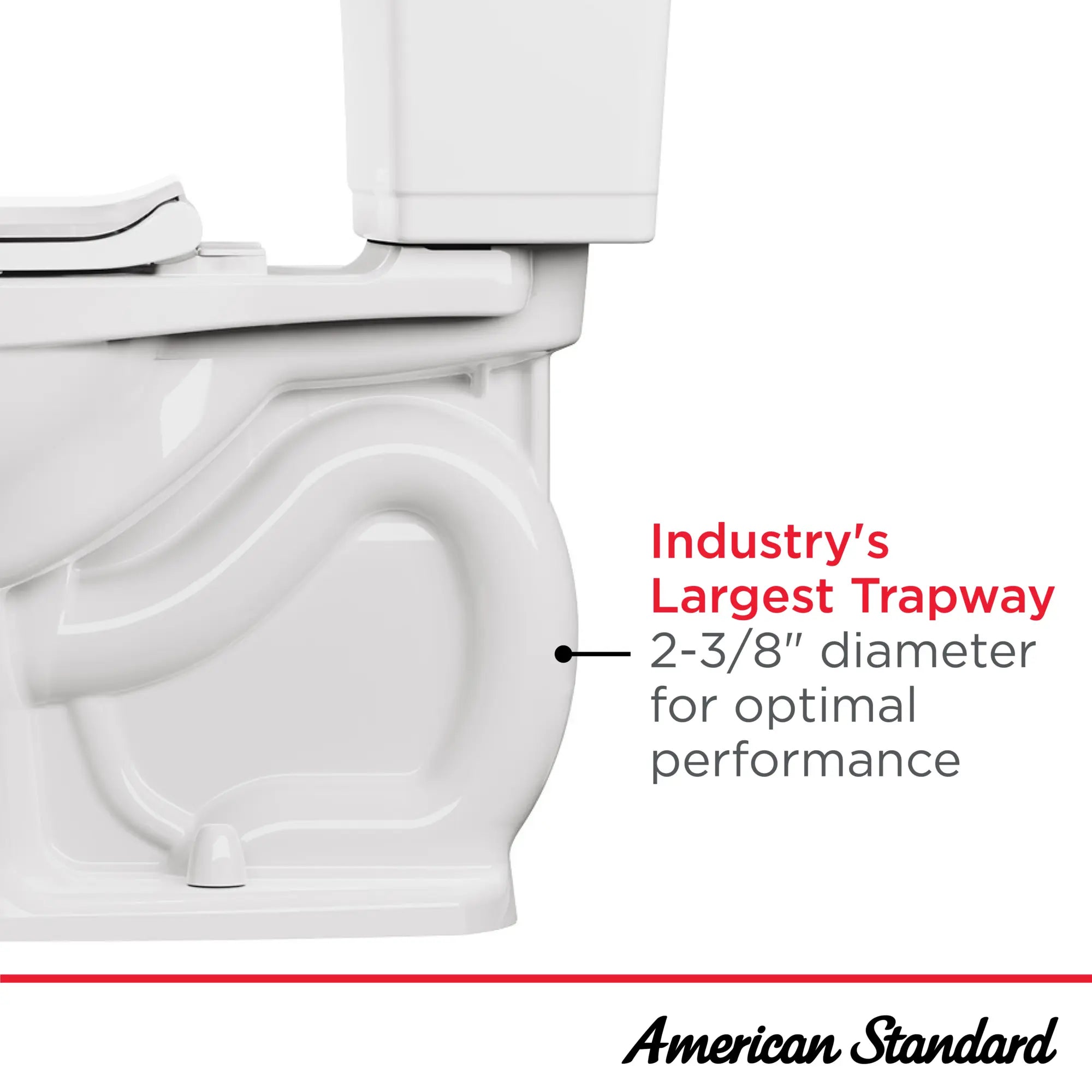 Champion® PRO Two-Piece 1.6 gpf/6.0 Lpf Chair Height Elongated Toilet Less Seat // WHITE // 188456_LargestTrapway_Infographic_Generic_0001_OCT2023_0_CDNwebp.webp