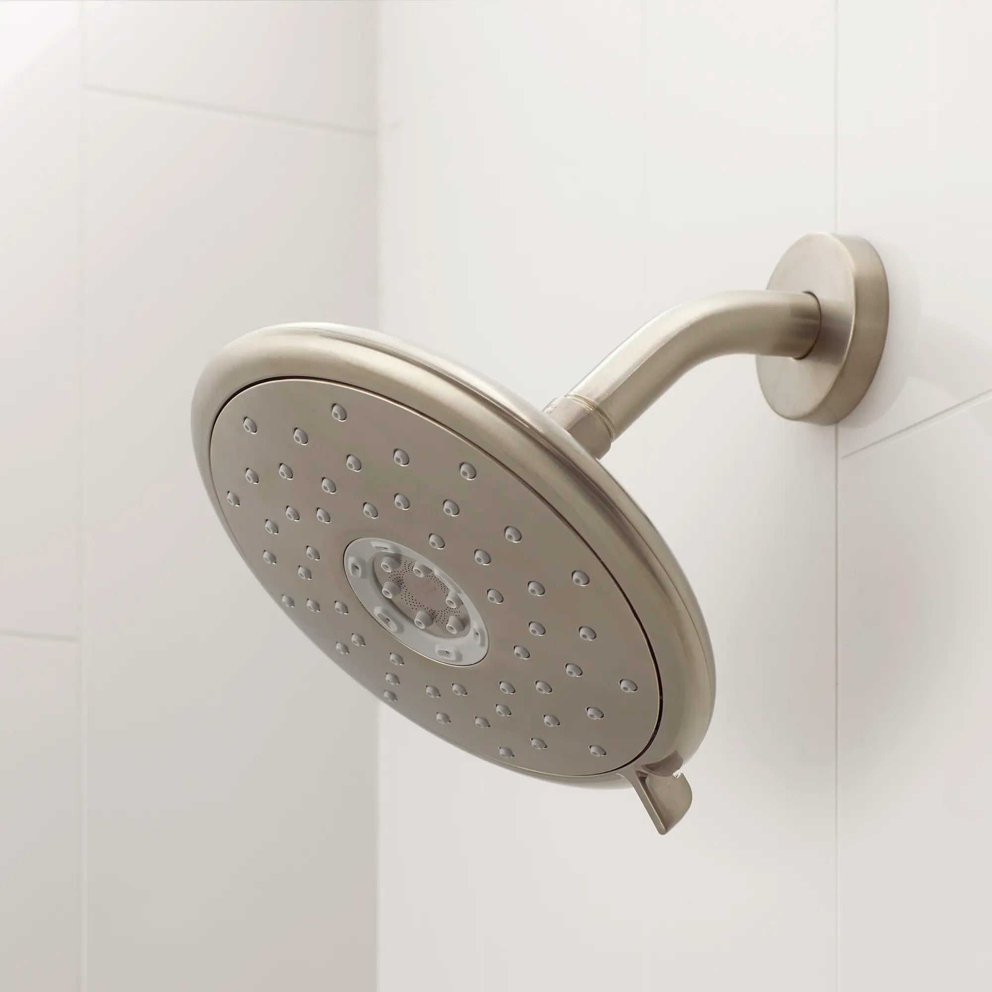 Aspirations 1.8 gpm/6.8L/min Shower Trim Kit With Water-Saving Showerhead and Double Ceramic Pressure Balance Cartridge With Lever Handle // SHOWER / BRUSHED NICKEL // 231993_Aspirations_EnvironmentCloseUp_TU061507.295_0001_Nov2023_CDNwebp.webp