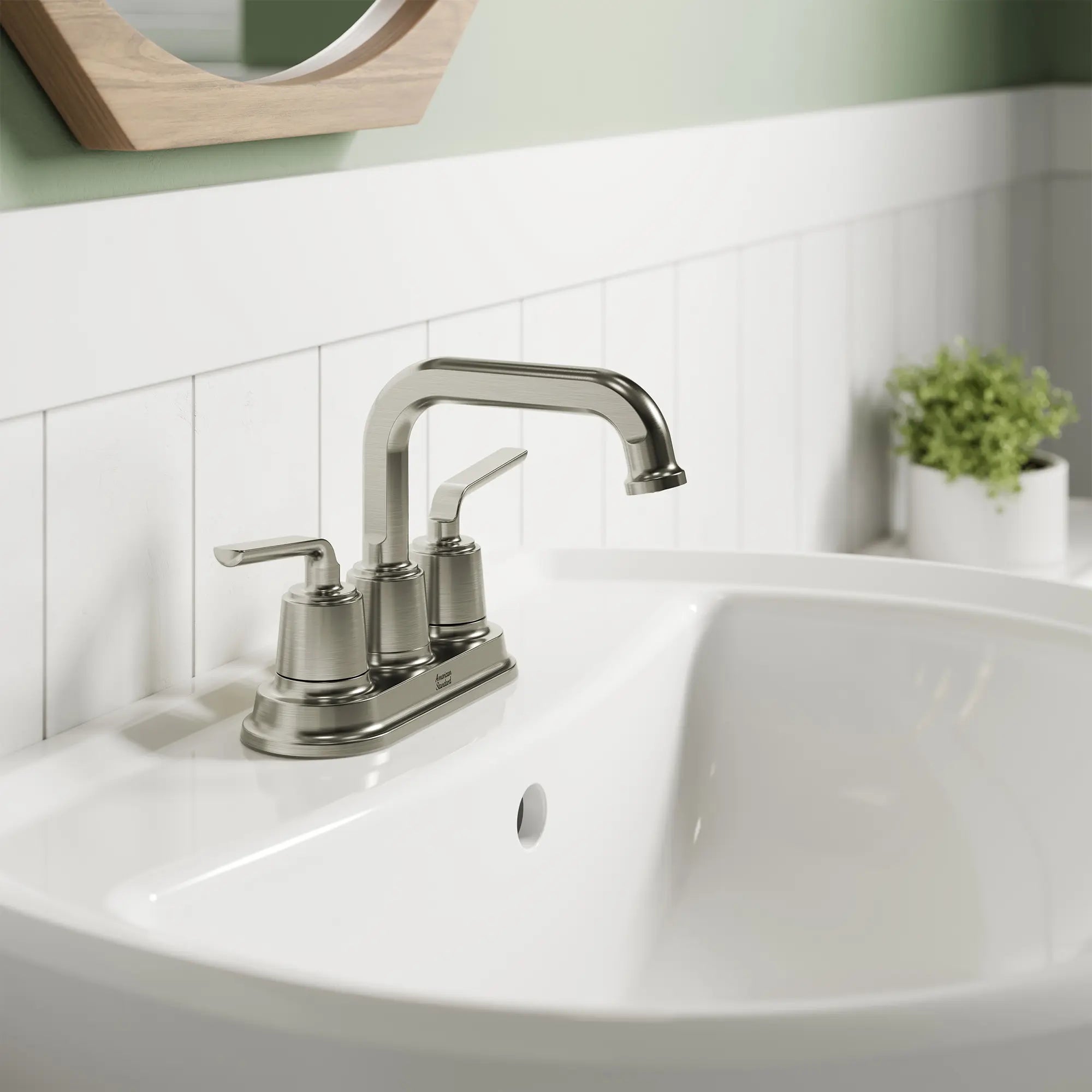 Kenridge Two-Handle Centerset Bathroom Faucet // BRUSHED NICKEL // 233948_Kenridge_EnvironmentCloseUp_1037042950_0001_Nov2023_CDNwebp.webp