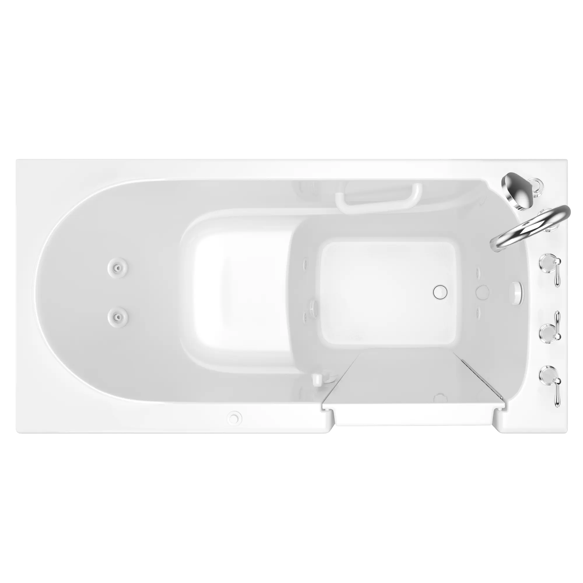 Gelcoat Entry Series 60 x 30-Inch Walk-In Tub With Whirlpool System – Right-Hand Drain With Faucet // WHITE // 239285_Top_SSA6030RJ-WH_KO_CDNwebp.webp