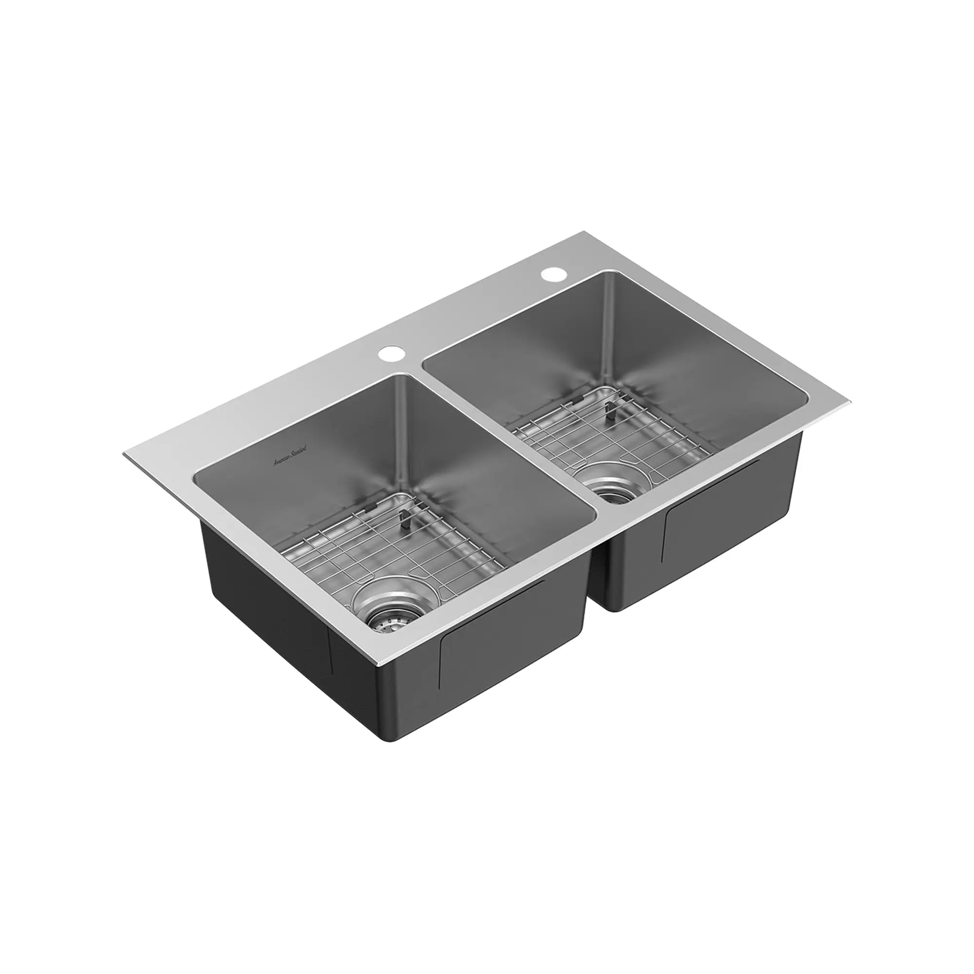 Raviv® Pull-Down Faucet and 33-Inch Stainless Steel Double-Bowl Kitchen Sink Kit // STAINLESS STEEL // 248274_Kitchen_Sink_Kits_SiloRight_18DB000132C2.075_0001_August2024_CDNwebp.webp