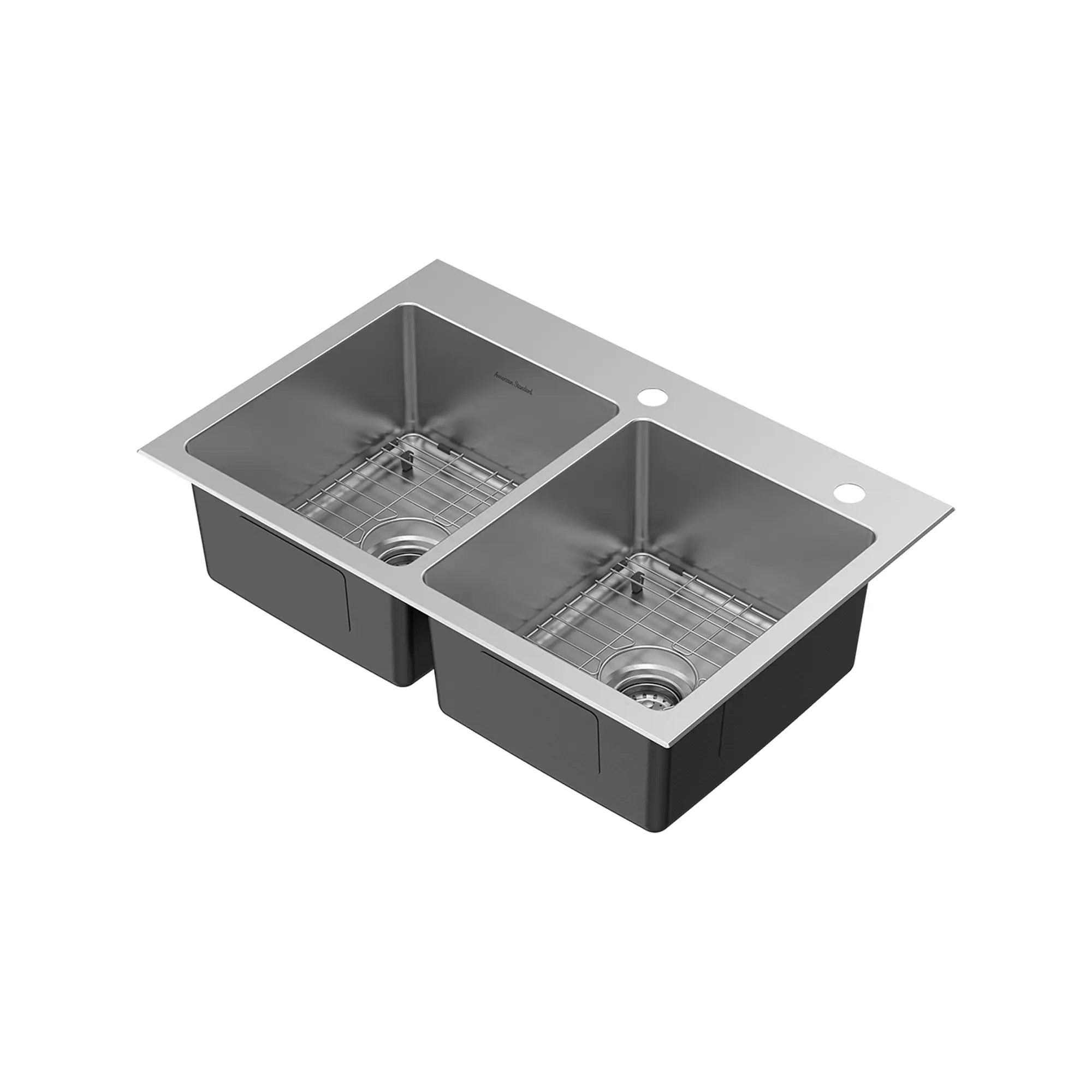 Raviv® Pull-Down Faucet and 33-Inch Stainless Steel Double-Bowl Kitchen Sink Kit // STAINLESS STEEL // 248278_Kitchen_Sink_Kits_SiloLeft_18DB000132C2.075_0001_August2024_CDNwebp.webp