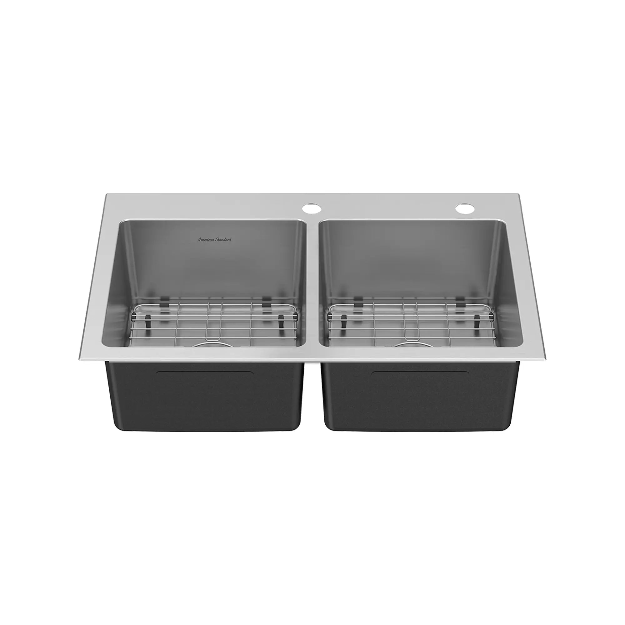 Raviv® Pull-Down Faucet and 33-Inch Stainless Steel Double-Bowl Kitchen Sink Kit // STAINLESS STEEL // 248285_Kitchen_Sink_Kits_SiloFront_18DB000132C2.075_0001_August2024_CDNwebp.webp