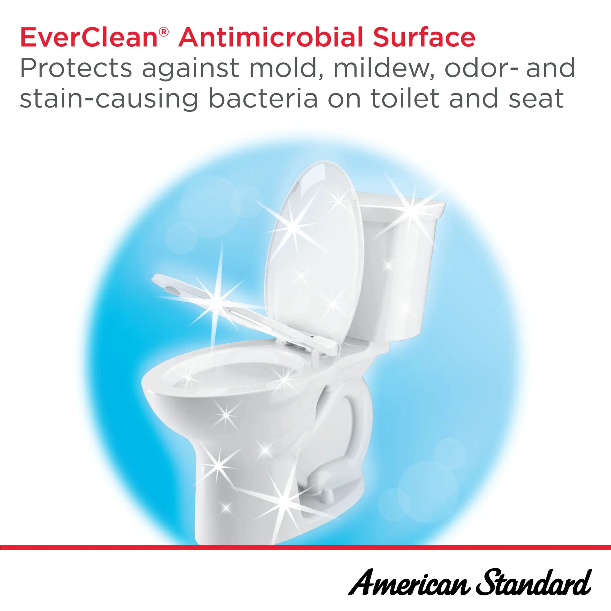 Cadet 12 in. Rough In 2-Piece 1.28 GPF/4.8 LPF Single Flush Chair Height Elongated Antimicrobial Toilet with Slow Close Antimicrobial Seat and Lined Tank // WHITE // 249120_EverClean_Infographic_Toilet_Seat_0001_MAR2025_3_CDNwebp.webp