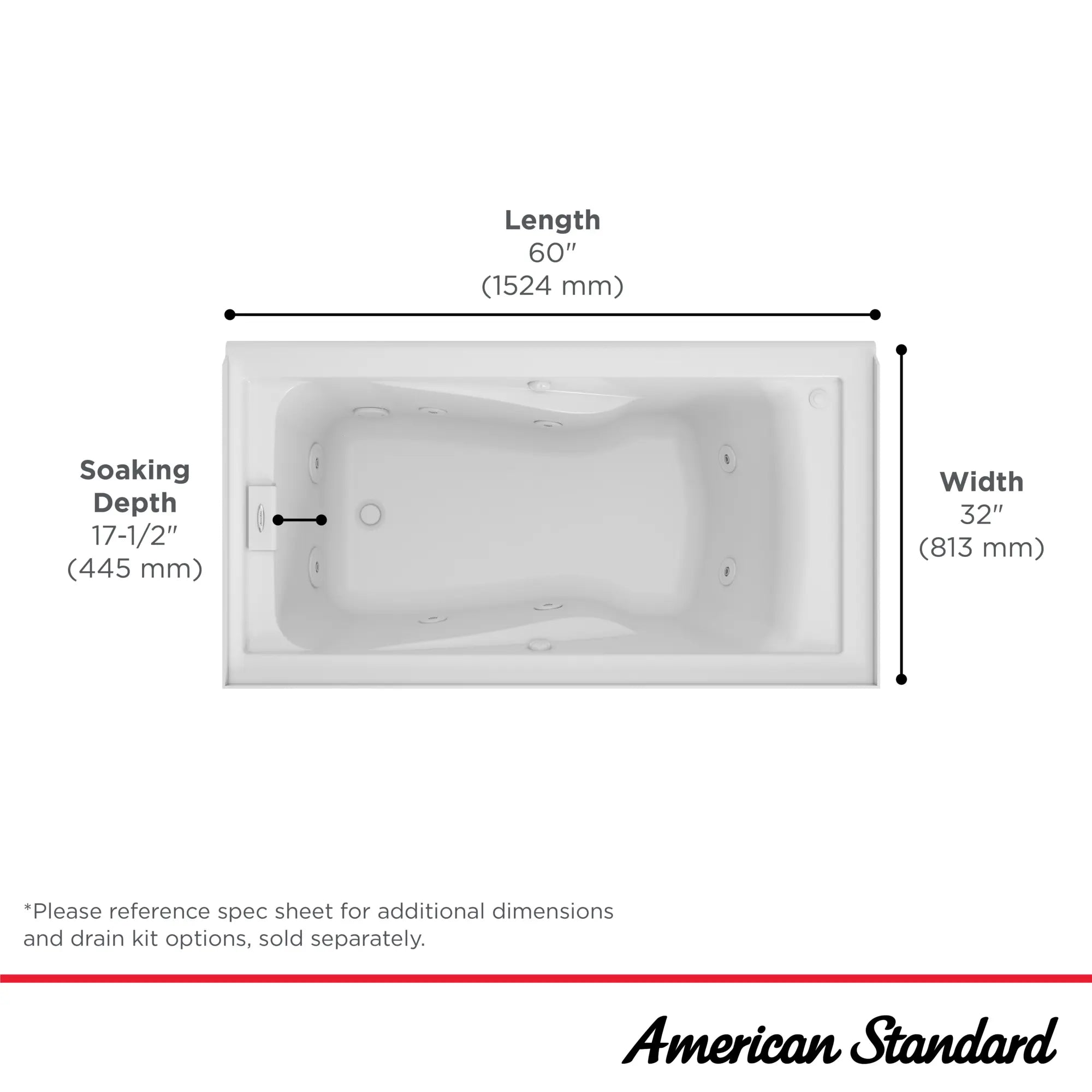 EverClean 60x32 inch Whirlpool with Apron // WHITE // 249220_EverCleanWhirlpool_Infographic_2425LC-LHO_0001_OCT2024_CDNwebp.webp