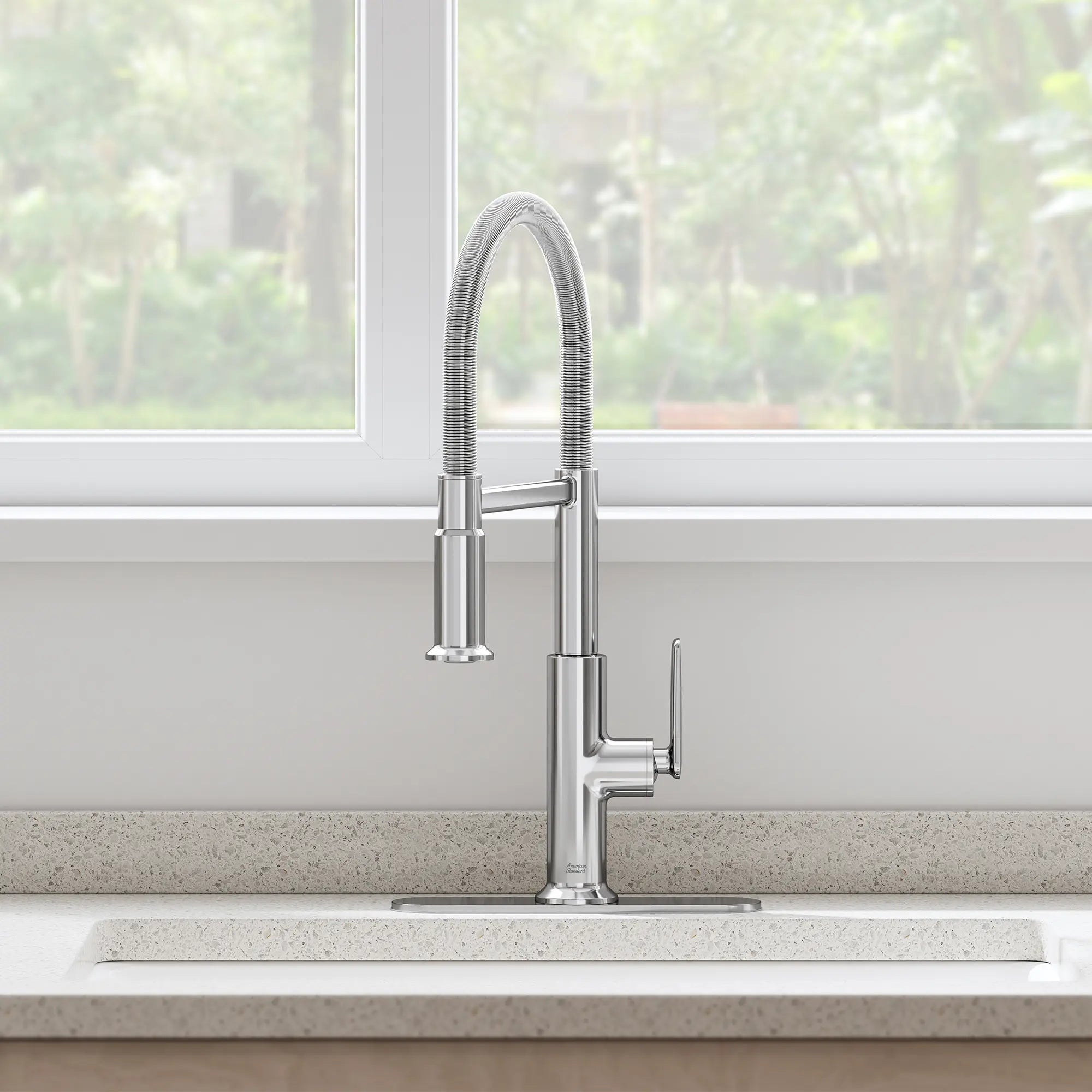 Sonner Single-Handle Semi-Pro 3-Function Kitchen Faucet 1.8 gpm/6.8 L/min with Deck Plate // POLISHED CHROME // 262431_Sonner_EnvironmentCloseUp_1176960020_0001_FEBRUARY2025_0_CDNwebp.webp