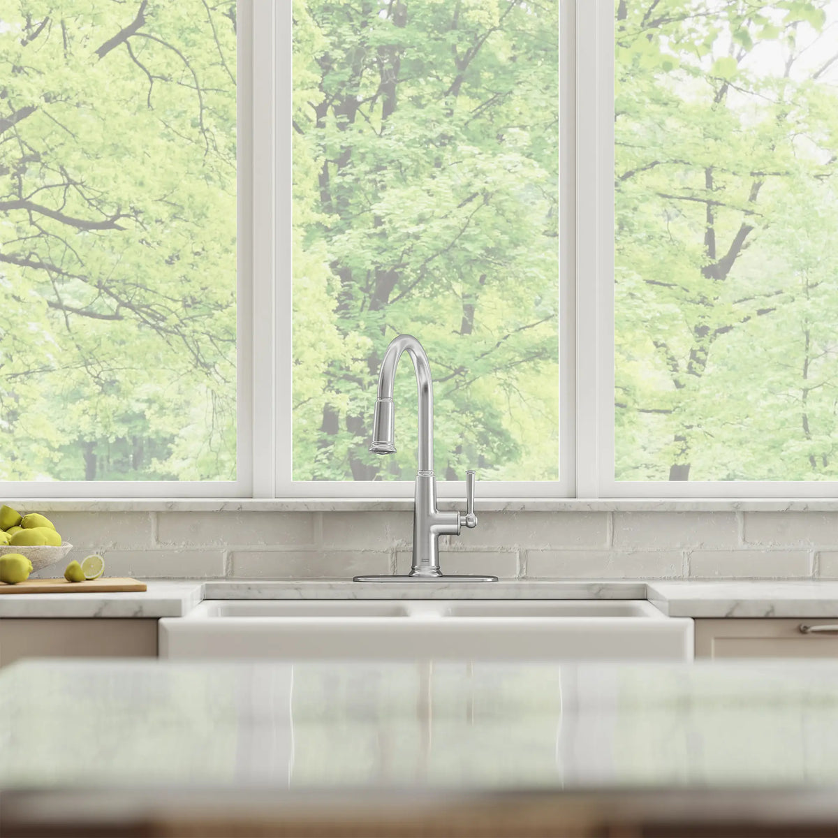 Highgrove Single-Handle Pull-Down 3-Function Kitchen Sink Faucet 1.8 gpm/6.8 L/min with Deck Plate // STAINLESS STEEL // 262451_Highgrove_EnvironmentCloseUp_1176340750_0002_APRIL2025_0_CDNwebp_aea09067-ead1-4744-b36e-a0539c28c92b.webp