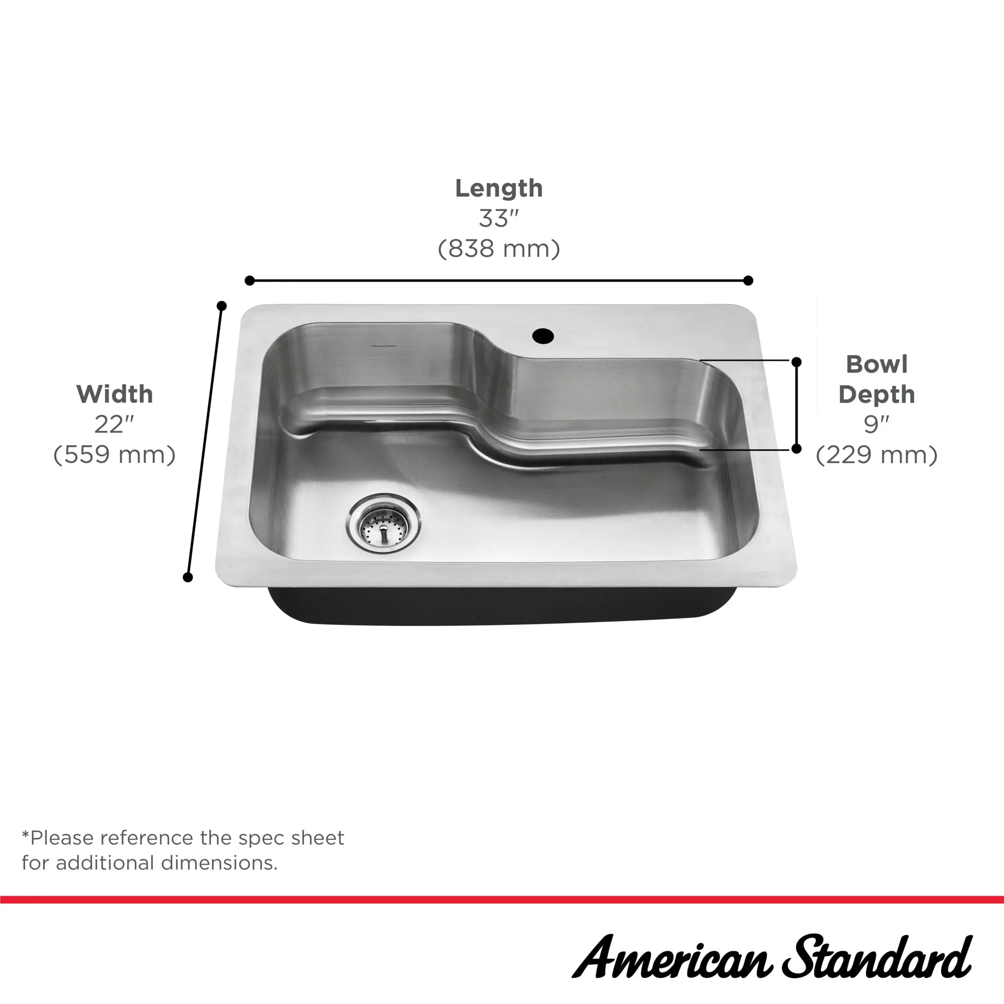 Hillsdale® 33 x 22-Inch Stainless Steel Drop-In or Undermount Single-Bowl Kitchen Sink // STAINLESS STEEL // 262704_Raleigh_Infographic_20SB.332211C_0005_MAY2025_0_CDNwebp.webp