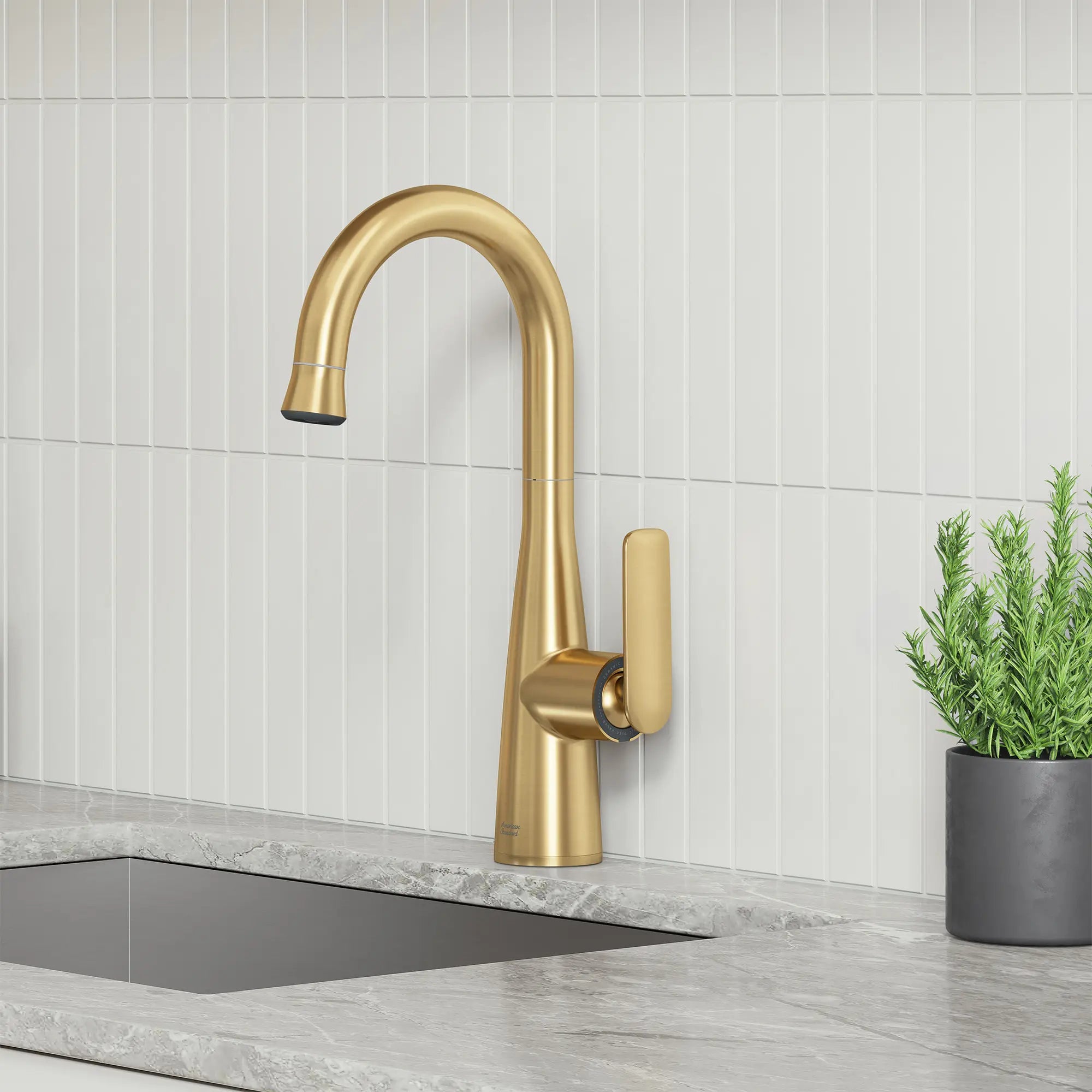 Aspirations Pull-Down Bar Faucet // BRUSHED COOL SUNRISE // 263019_Aspirations_EnvironmentCloseUpl_104827GN00_0002_FEBURARY2025_0_CDNwebp_b3354db7-70e8-4773-958e-cdfd03435817.webp