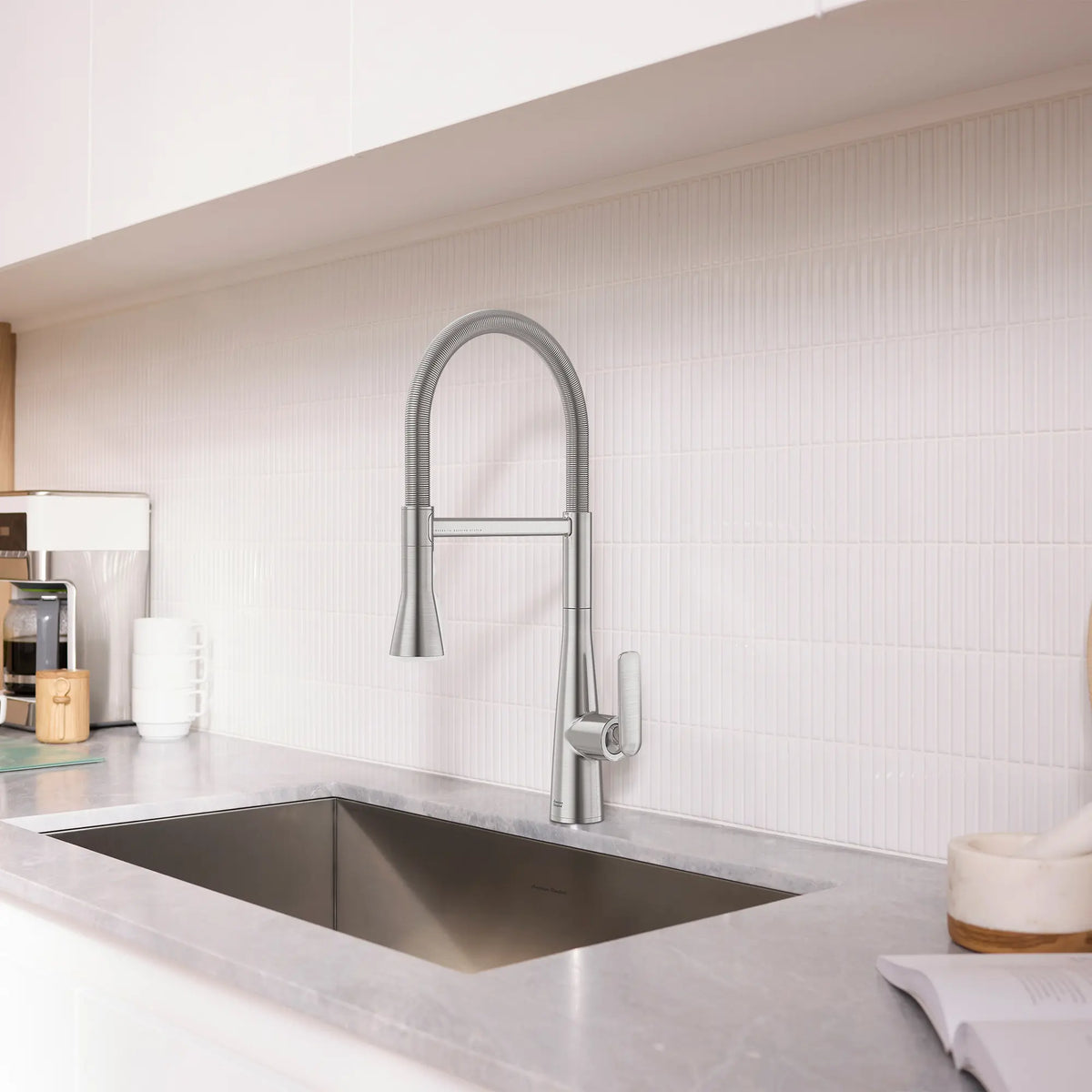 Aspirations Semi-Pro Kitchen Faucet // STAINLESS STEEL // 263034_Aspirations_EnvironmentCloseUp_104882DC00_0002_May2025_0_CDNwebp_2c02c361-e7f0-441b-95c5-3d133a6c3fe7.webp