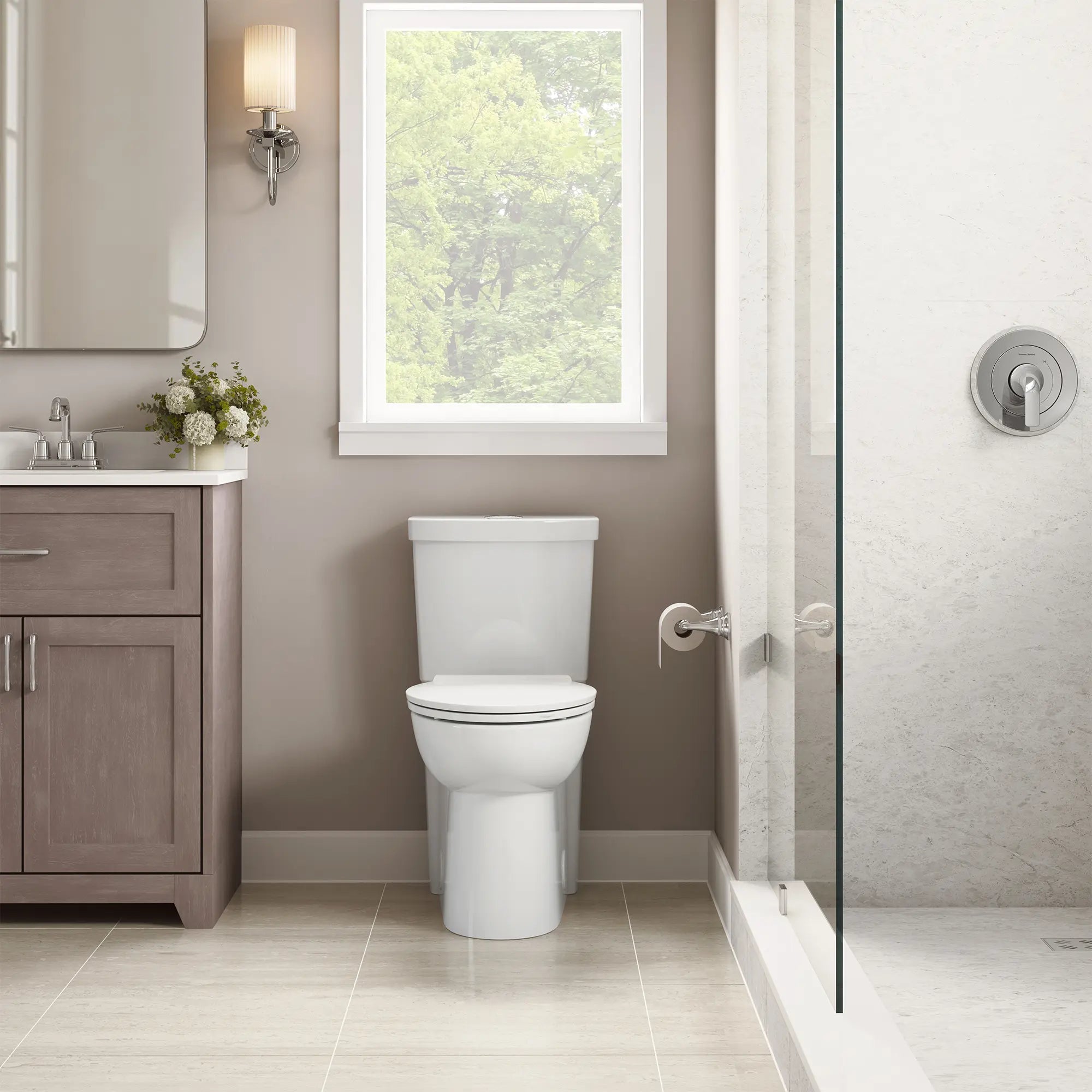Clean 1.1 GPF/4.1 LPF 1.6 GPF/6.0 LPF Dual Flush Chair Height Elongated-Front 12-in. Rough-In Toilet with Seat // WHITE // 263137_Clean_EnvironmentCloseUp_721AA200S020_0002_MAY2025_0_CDNwebp.webp