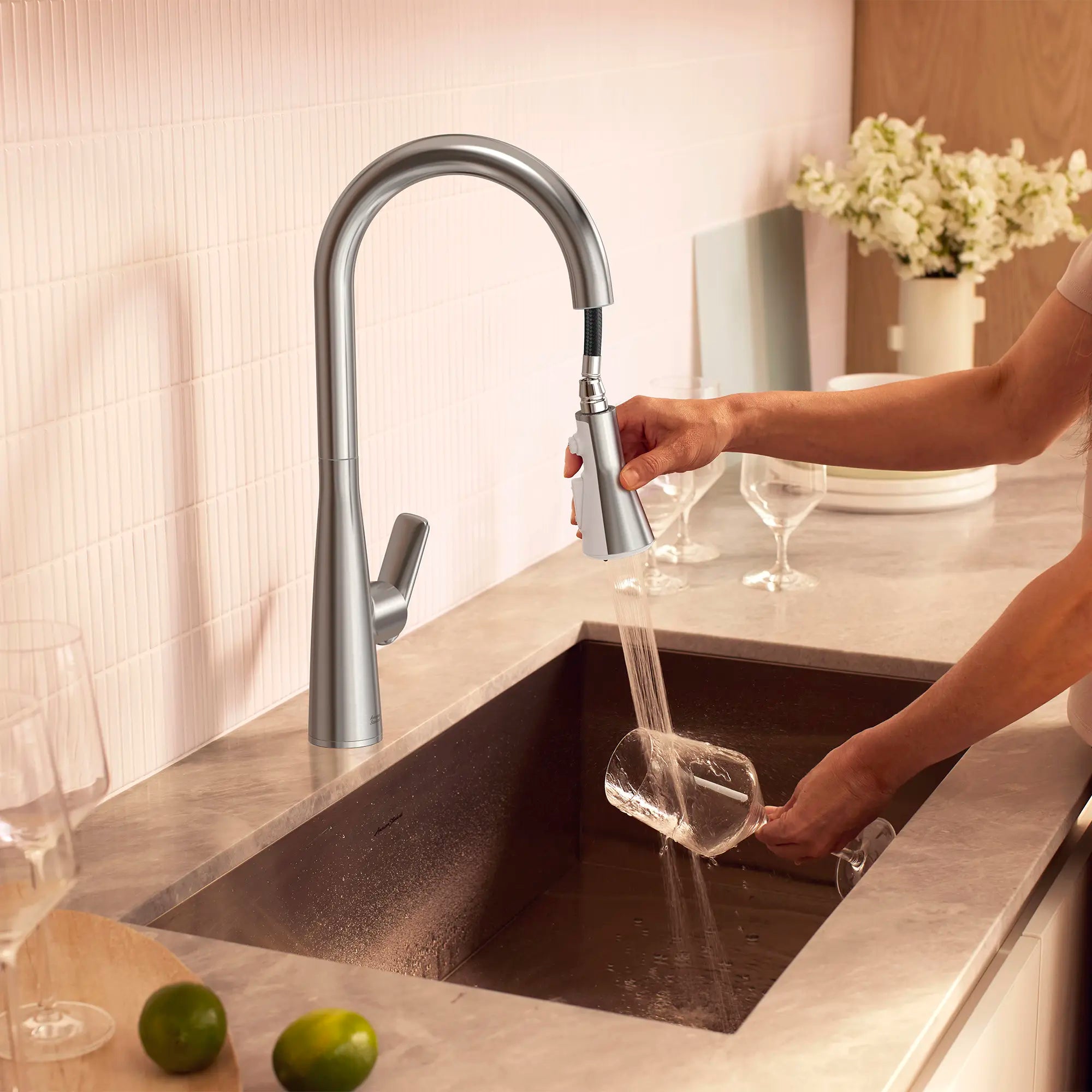 Aspirations Pull-Down Kitchen Faucet // STAINLESS STEEL // 263677_Aspirations_EnvironmentCloseUp_104881DC00_0003_MAY2025_0_CDNwebp.webp