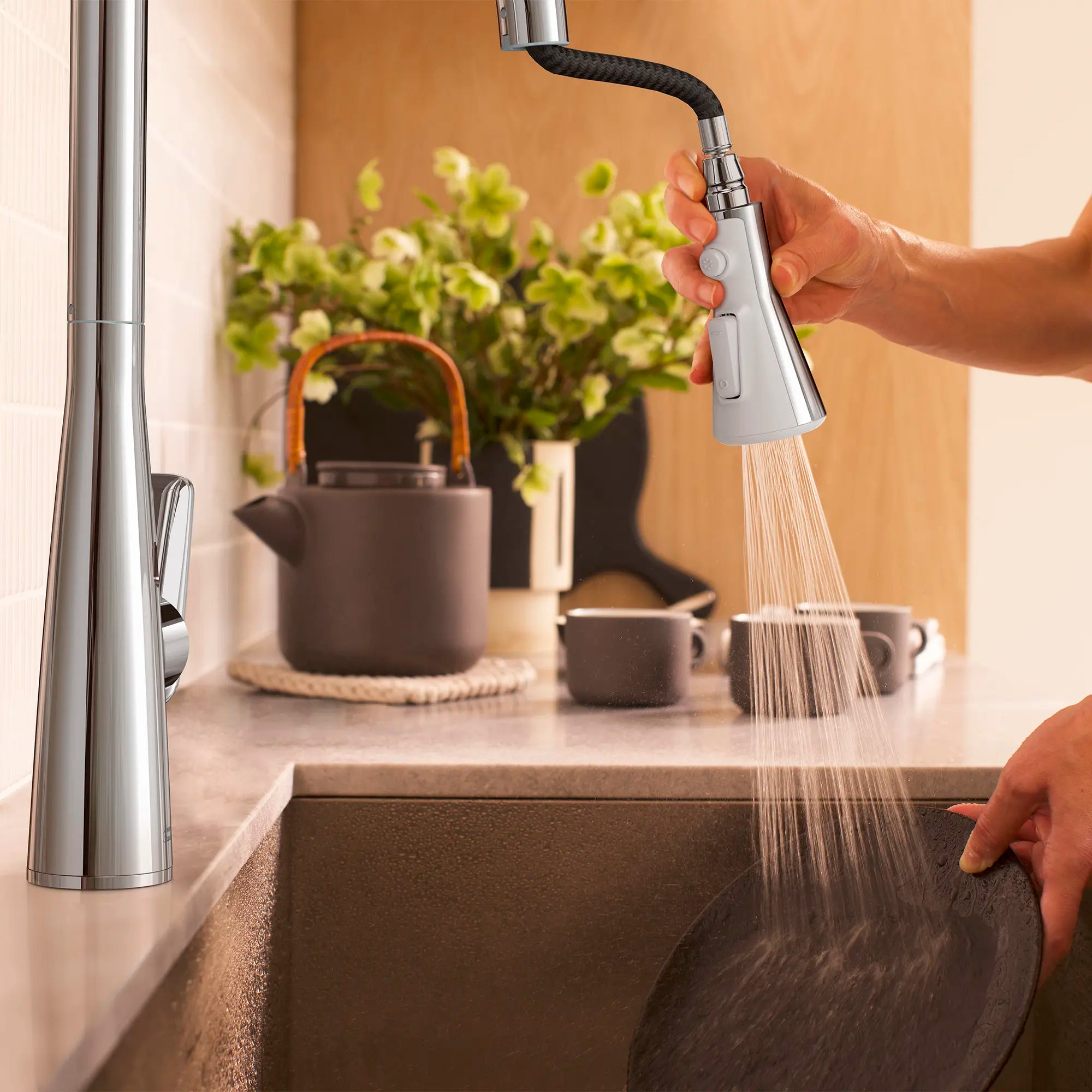 Aspirations Touchless Pull-Down Kitchen Faucet // POLISHED CHROME // 263679_Aspirations_EnvironmentCloseUp_1048800000_0003_MAY2025_0_CDNwebp.webp