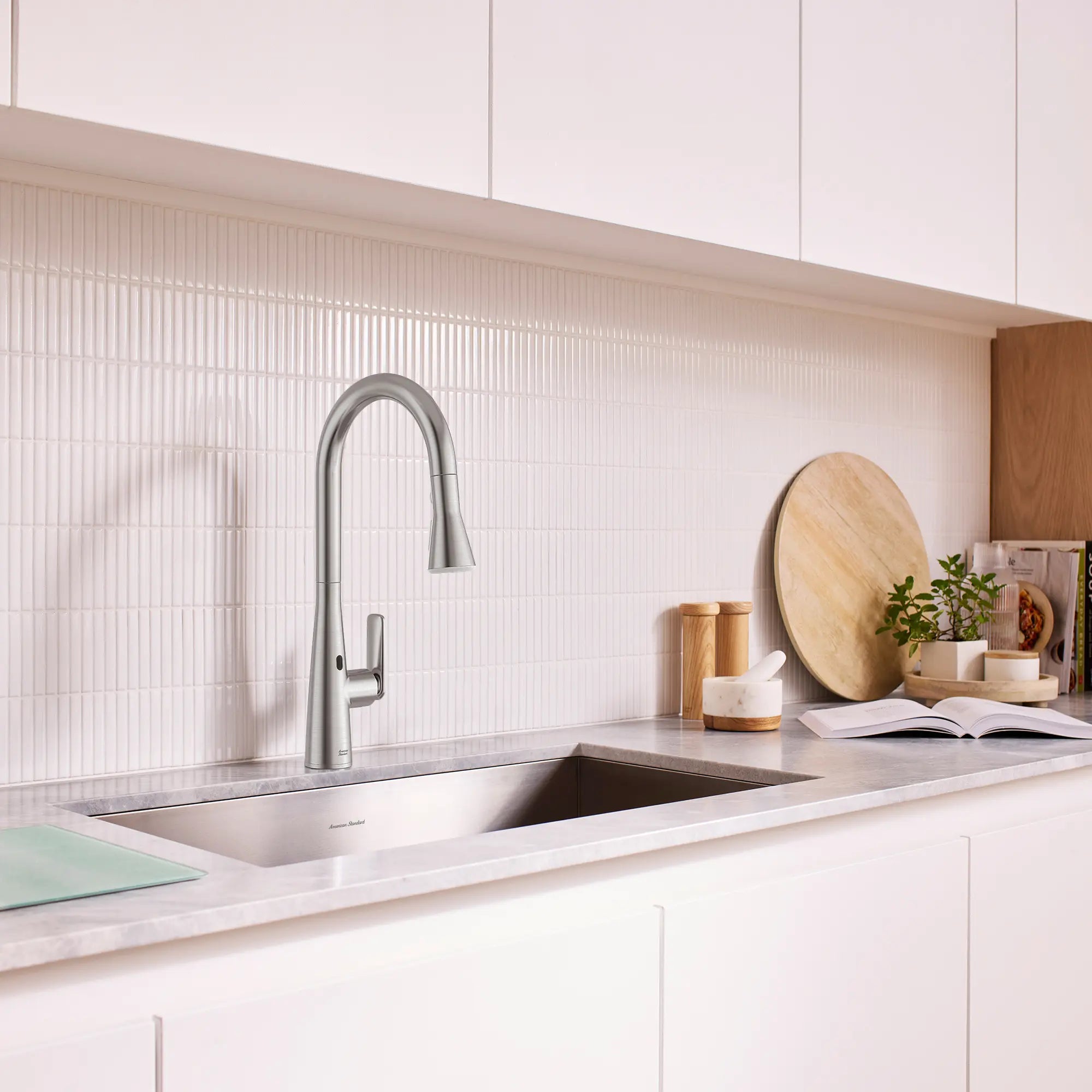 Aspirations Touchless Pull-Down Kitchen Faucet // STAINLESS STEEL // 263681_Aspirations_EnvironmentCloseUp_104880DC00_0001_May2025_1_CDNwebp_2ec6de20-8e94-4513-b372-3e7752cb7de8.webp
