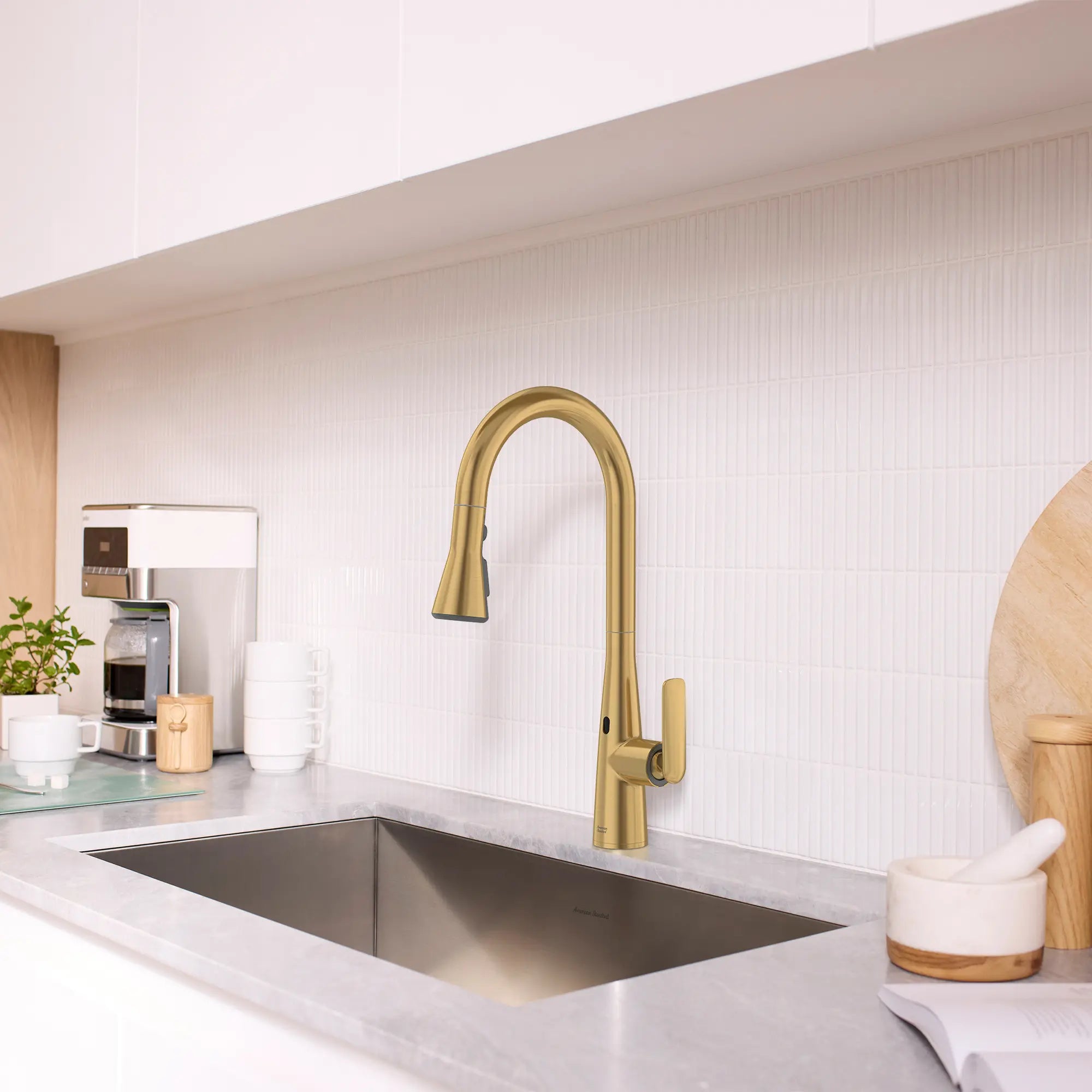 Aspirations Touchless Pull-Down Kitchen Faucet // BRUSHED COOL SUNRISE // 263686_Aspirations_EnvironmentCloseUp_104880GN00_0002_May2025_1_CDNwebp_18683718-c95b-4c47-a39c-f574c05a8c88.webp