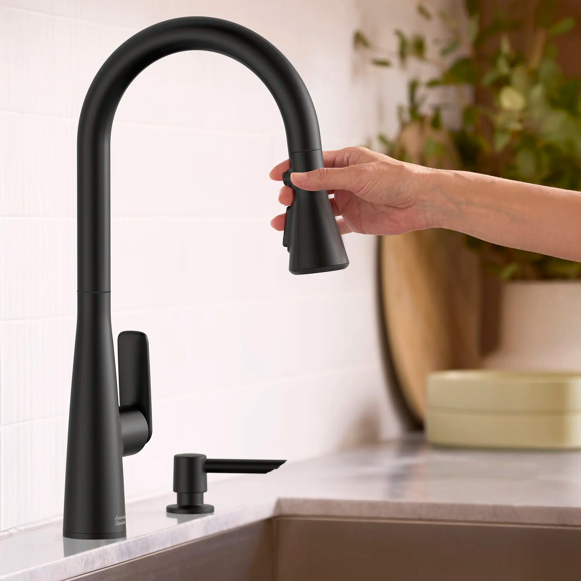 Aspirations Pull-Down Kitchen Faucet // MATTE BLACK // 263731_Aspirations_EnvironmentCloseUp_1048812430_0001_APRIL2025_0_CDNwebp.webp