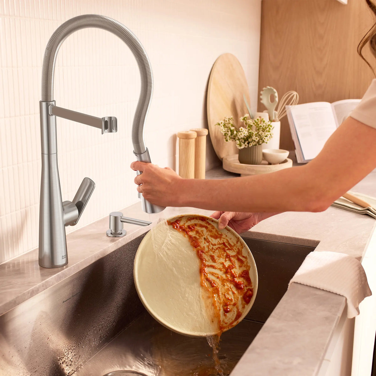 Aspirations Semi-Pro Kitchen Faucet // STAINLESS STEEL // 263795_Aspirations_Lifestyle_104882DC00_0004_June2025_1_CDNwebp_e35fd5bc-8a41-4444-96d1-86313ed67ed8.webp