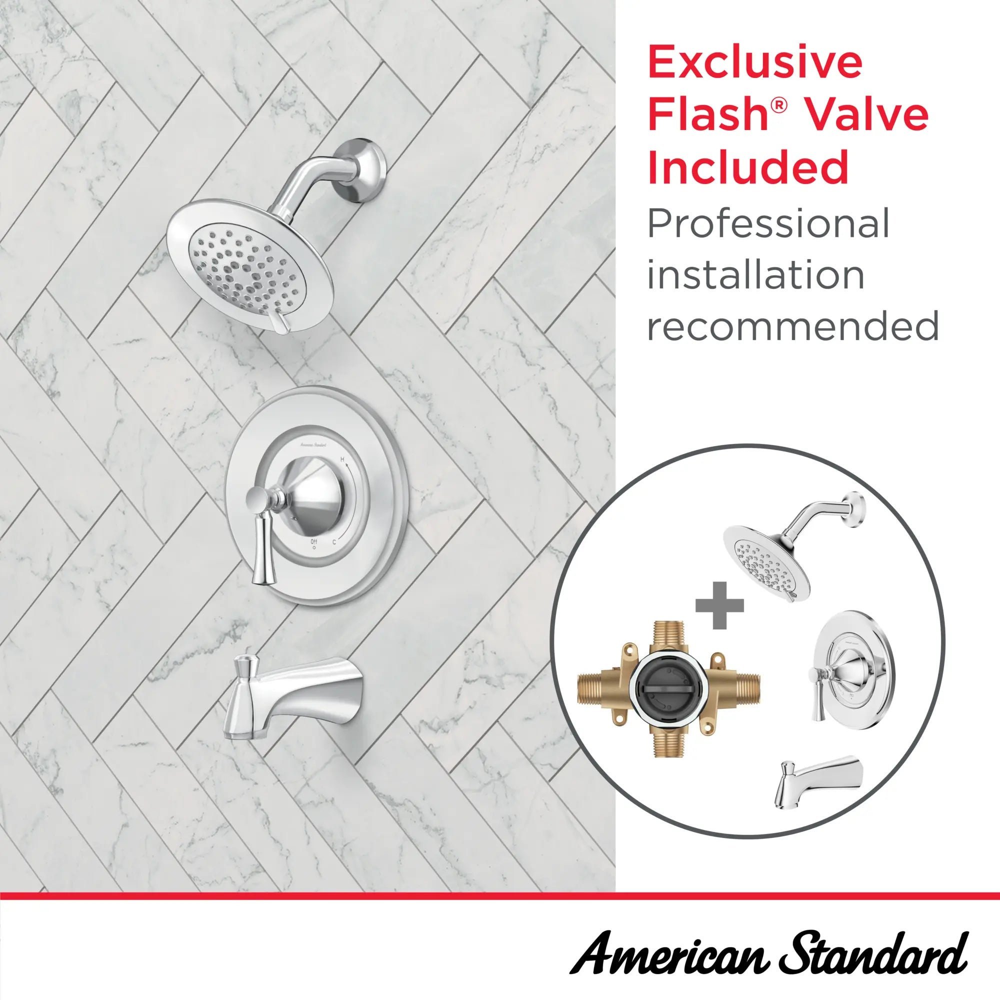 Chancellor® 1.8 gpm/6.8 L/min Tub and Shower Trim Kit With Ceramic Disc Valve Cartridge and Lever Handle // POLISHED CHROME // 265876_Chancellor_Infographic_7022502_0001_JUL2025_0_CDNwebp.webp