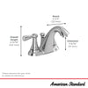 [7764F] Marquette 4-Inch Centerset 2-Handle Low-Arc Bathroom Faucet 1.5 GPM with Drain - Polished Chrome