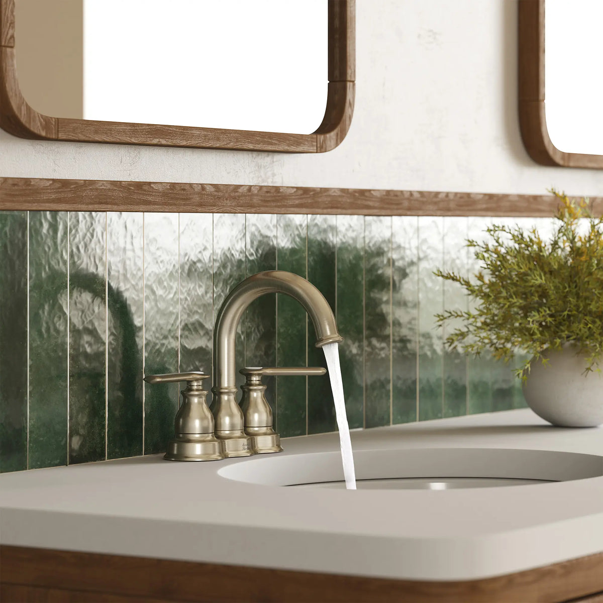 Sherbrook 2-Handle 4 in. Centerset Faucet, 1.2gpm // BRUSHED NICKEL // 281364_Sherbrook_EnvironmentCloseUp_1363292950_0002_OCTOBER2025_1_CDNwebp.webp