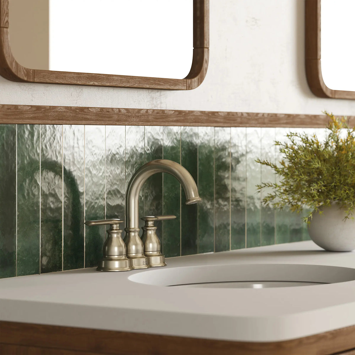 Sherbrook 2-Handle 4 in. Centerset Faucet, 1.2gpm // BRUSHED NICKEL // 281365_Sherbrook_EnvironmentCloseUp_1363292950_0001_OCTOBER2025_1_CDNwebp.webp