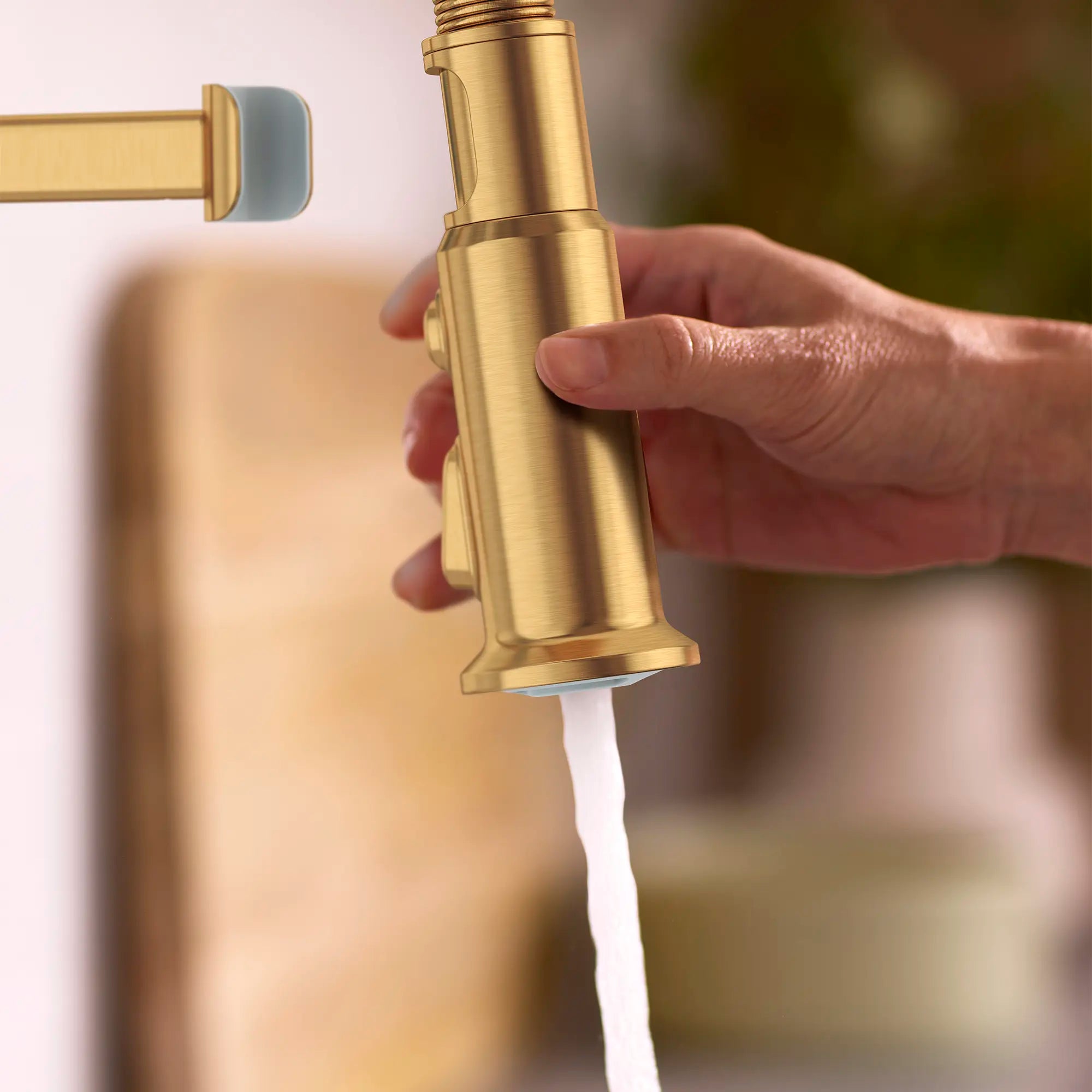 Sonner Single-Handle Semi-Pro 3-Function Kitchen Faucet 1.8 gpm/6.8 L/min with Deck Plate // BRUSHED COOL SUNRISE // 284027_Sonner_EnvironmentCloseUp_117696GN00_0001_APRIL2026_1_CDNwebp.webp
