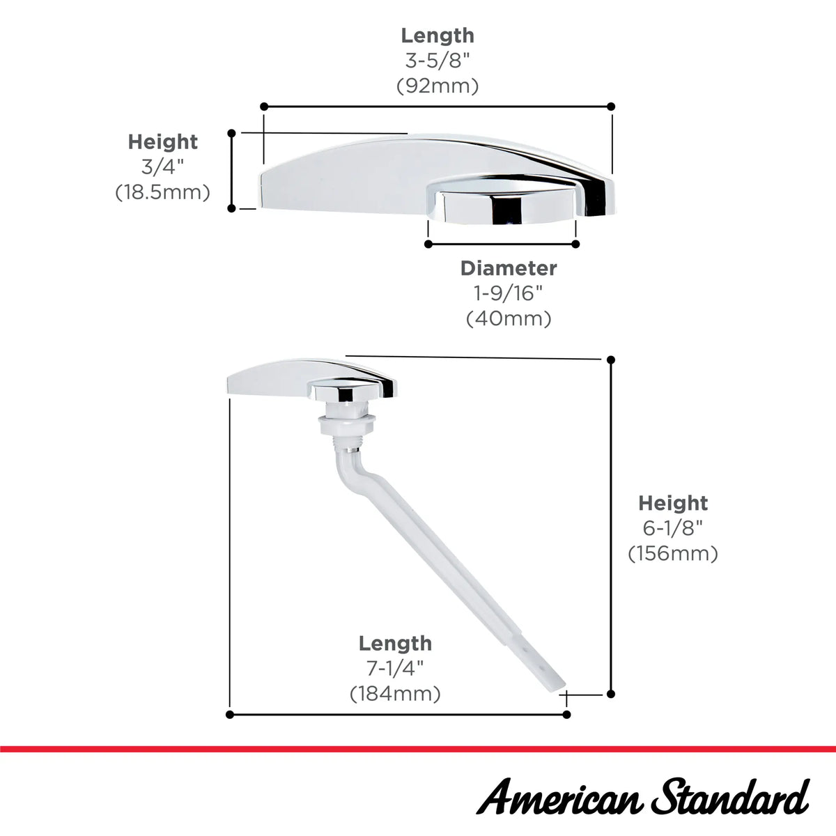 Cadet 3 Concealed Trapway Trip Lever Assembly // POLISHED CHROME // 288996_ReplacePart_Infographic_7381143-200.0020A_0001_JULY2026_1_CDNwebp.webp