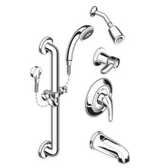 [1662SG214.002] Commercial Shower Systems 1.5 GPM 36-in. 3-Function Hand Shower Kit with Slide-Grab Bar, FloWise Showerhead and Diverter Tub Spout - Polished Chrome