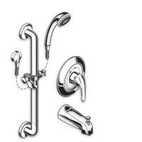 [1662SG215.002] Commercial Shower Systems 1.5 GPM 36-in. 3-Function Hand Shower Kit with Slide-Grab Bar and Diverter Tub Spout - Polished Chrome
