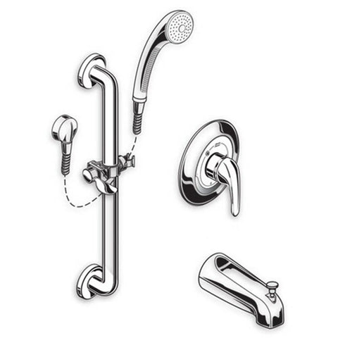 Commercial Shower Systems 2.5 GPM 36-in. 3-Function Hand Shower Kit with Slide-Grab Bar and Diverter Tub Spout