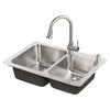 [18CR.332232C.075] Montvale® 33 x 22-Inch Stainless Steel Double-Bowl Kitchen Sink Kit - Stainless Steel
