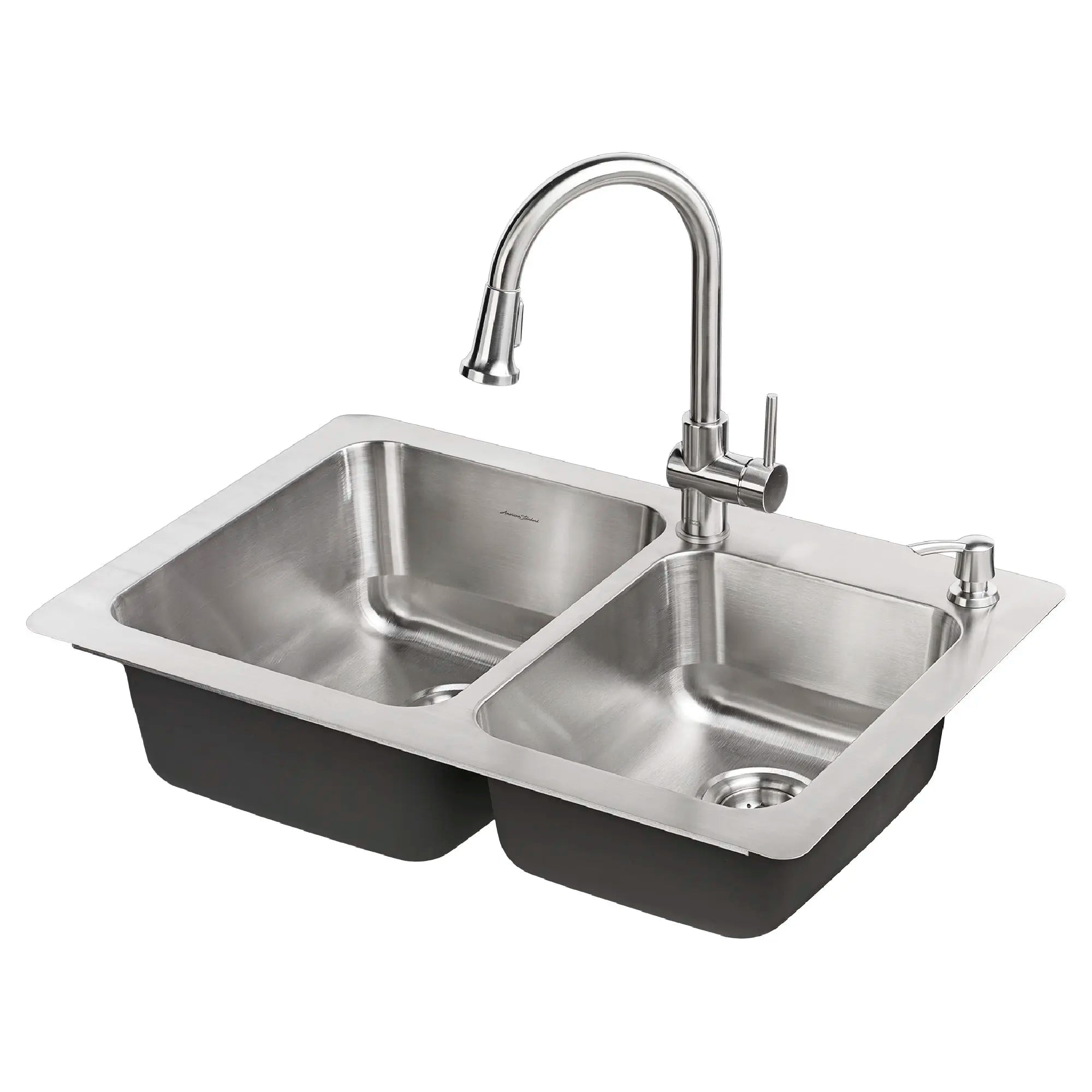 Montvale® 33 x 22-Inch Stainless Steel Double-Bowl Kitchen Sink Kit // STAINLESS STEEL // 29321_18CR332232C075_0_CDNwebp.webp