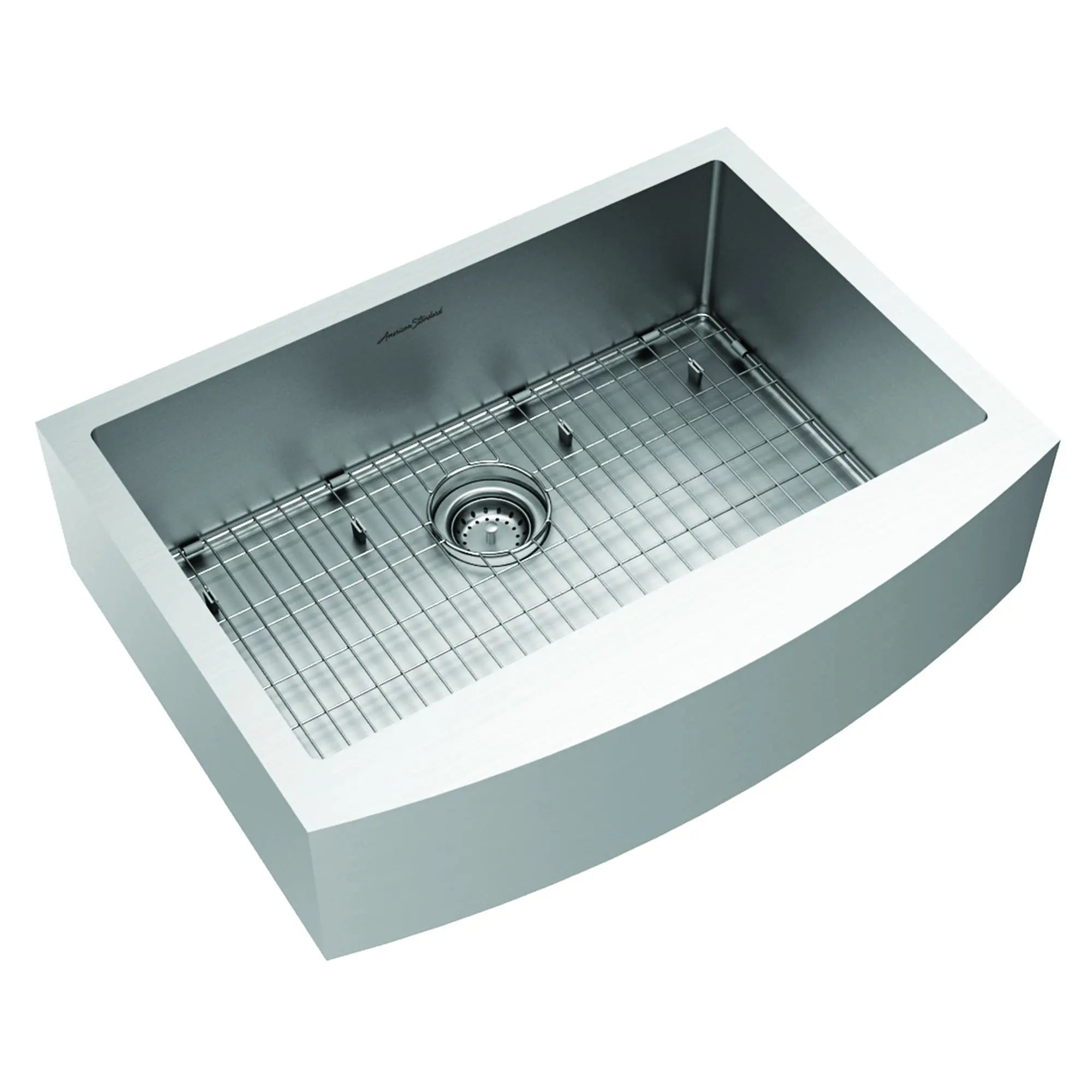 Suffolk® 30 x 22-Inch Stainless Steel Undermount Single-Bowl Apron Front/Farmhouse Residential Kitchen Sink with Grid // STAINLESS STEEL // 29365_18SB9302200AR075_0_CDNwebp.webp