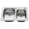[20CR.332282.075] Sullivan® Offset Stainless Steel 2-Hole Topmount Double-Bowl Kitchen Sink - Stainless Steel