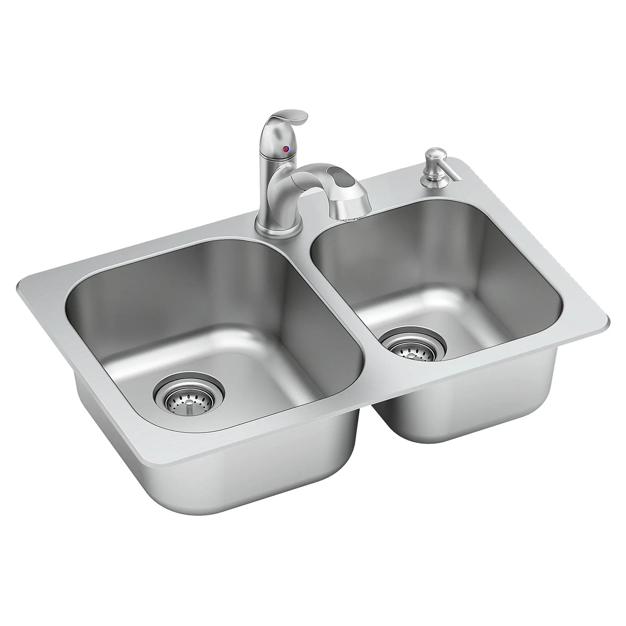 Sullivan® 33-in x 22-Inch Stainless Steel Double-Bowl Drop-In Kitchen Sink with Faucet and Soap Dispenser // STAINLESS STEEL // 29479_20CR332282C075_0_CDNwebp.webp