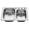[20CR.332284.075] Fairport® 33 x 22-Inch Stainless Steel Double-Bowl Kitchen Sink - Stainless Steel