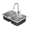 [20DB.332211C.075] Tulsa® 33 x 22-Inch Stainless Steel Drop-In Or Undermount Double-Bowl Residential Kitchen Sink With Dual-Spray Faucet - Stainless Steel