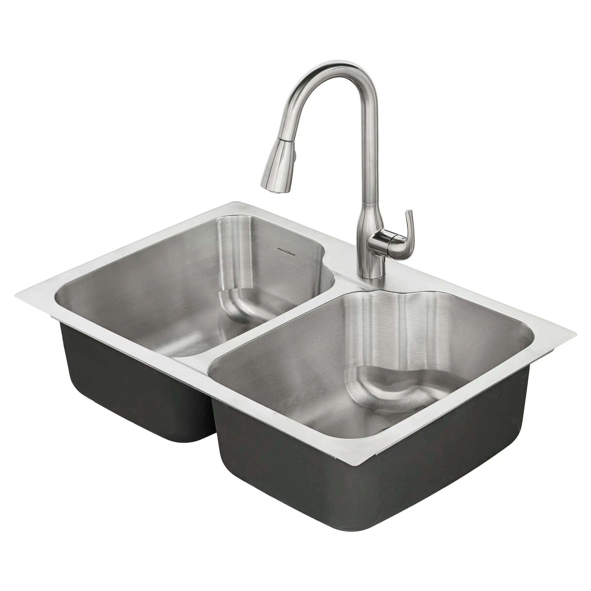 Tulsa® 33 x 22-Inch Stainless Steel Drop-In Or Undermount Double-Bowl Residential Kitchen Sink With Dual-Spray Faucet // STAINLESS STEEL // 29487_20DB332211C075_0_CDNwebp.webp