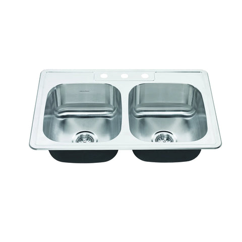Colony® 33 x 22-Inch Stainless Steel 3-Hole Topmount Double-Bowl Kitchen Sink