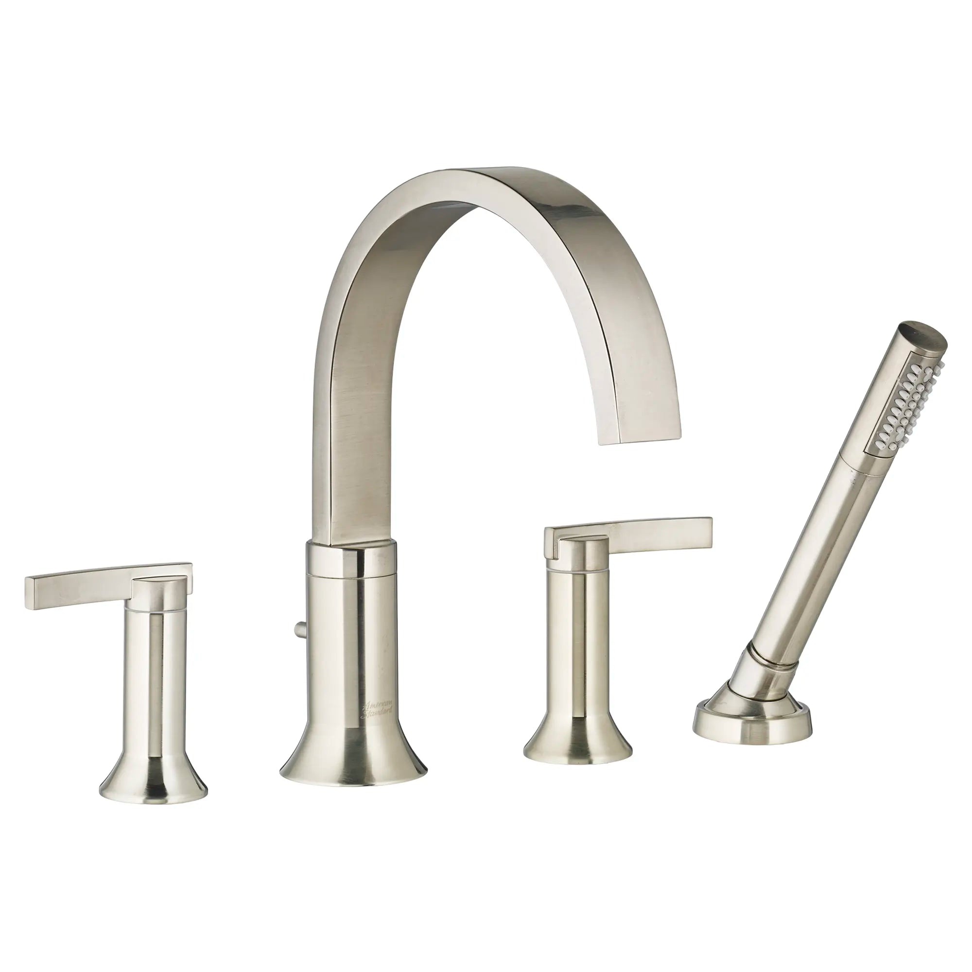 Berwick Deck-Mounted Tub Filler with Lever Handles and Hand Shower // BRUSHED NICKEL // 31806_7430901295_01_0_CDNwebp.webp