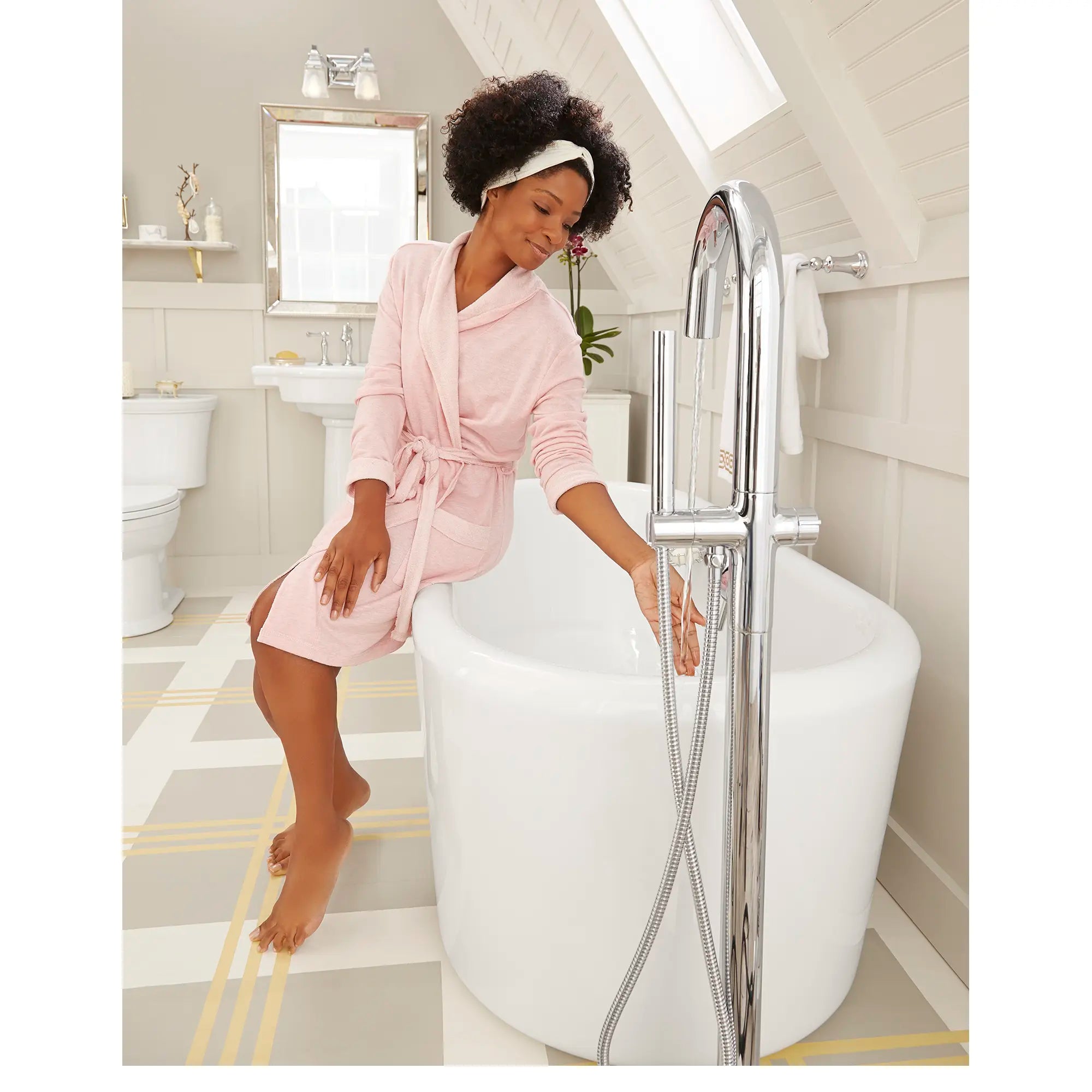 Contemporary Round Freestanding Tub Faucet with Personal Shower for Flash Rough-in Valve with Lever Handle // POLISHED CHROME // 32847_L_2064951002_2_0_CDNwebp.webp