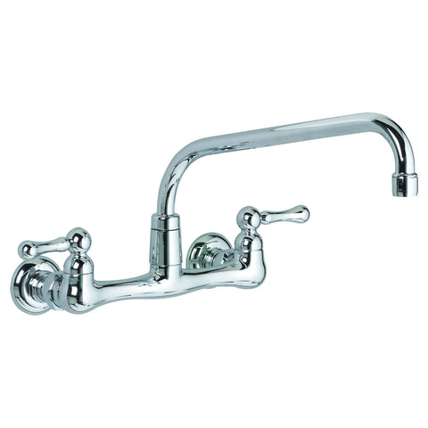Heritage® Wall Mount Faucet With 12-Inch Tubular Brass Swivel Spout With Lever Handles