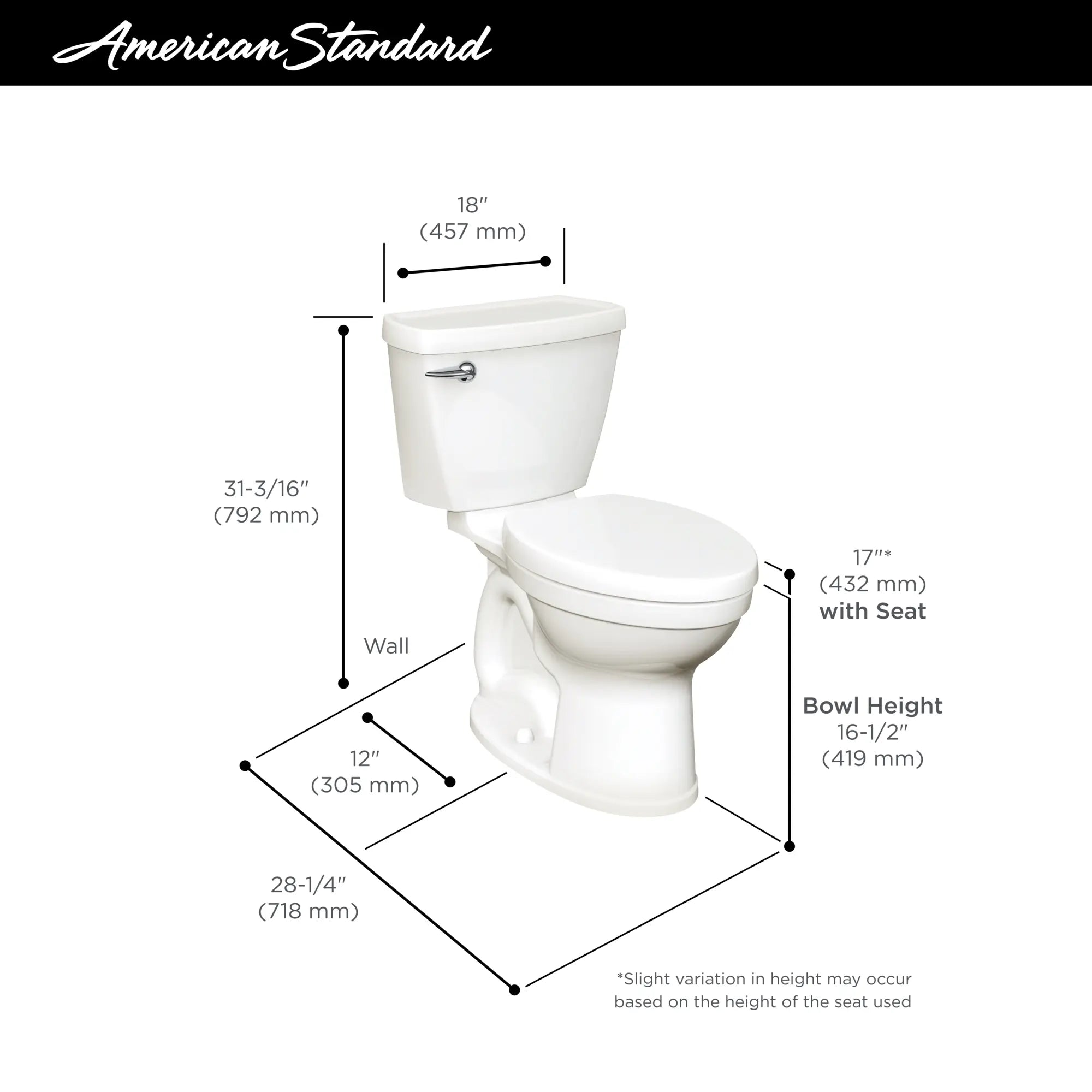 Champion 4 HET 1.28 GPF/4.8 LPF Left Trip Lever 16-1/2-in. Round-Front Toilet // BONE // 42714_AS_Champion4_241BA104_Dimension_Info_0_CDNwebp.webp