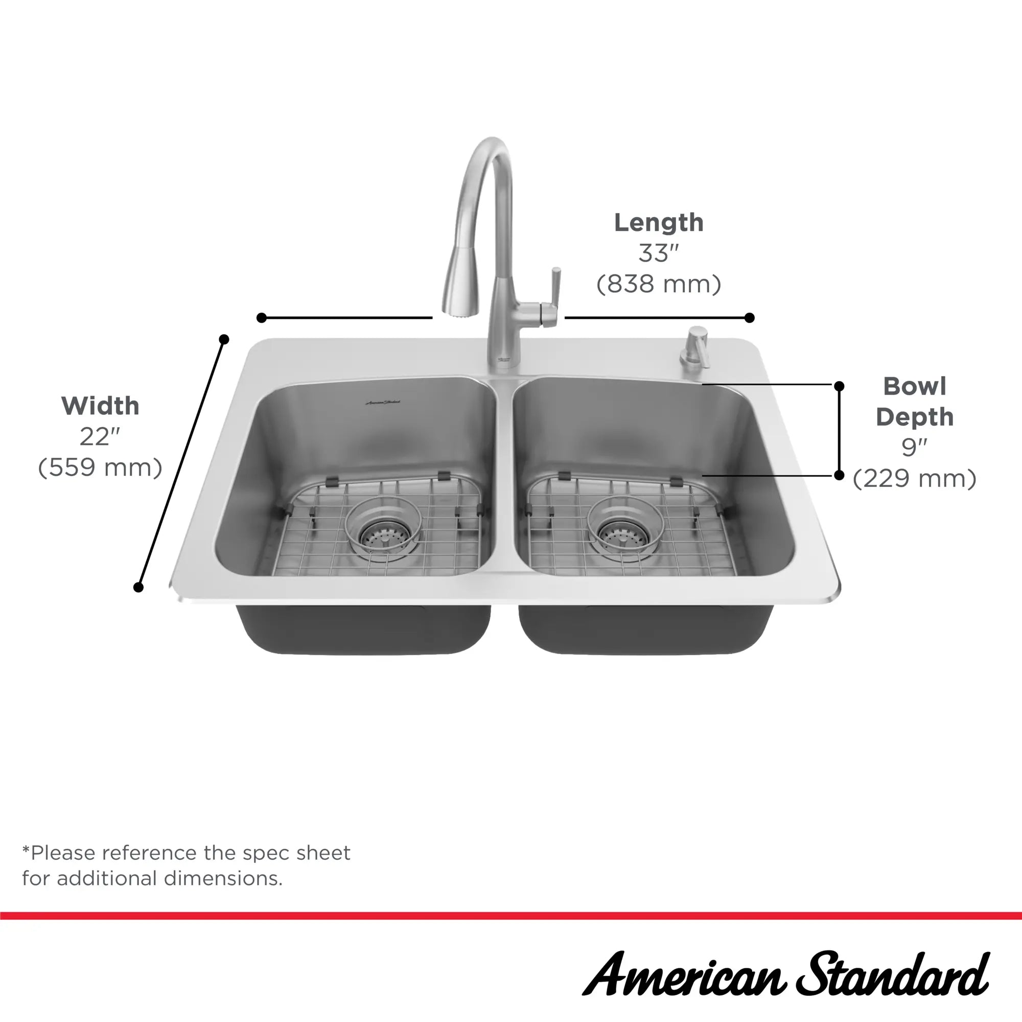 Fairbury® 2S Pull-Down Faucet and 33-Inch Stainless Steel Double-Bowl Kitchen Sink Kit // STAINLESS STEEL // 42862_Fairbury_Infographic_18DB000332C1_0001_SEPT2025_2_CDNwebp.webp