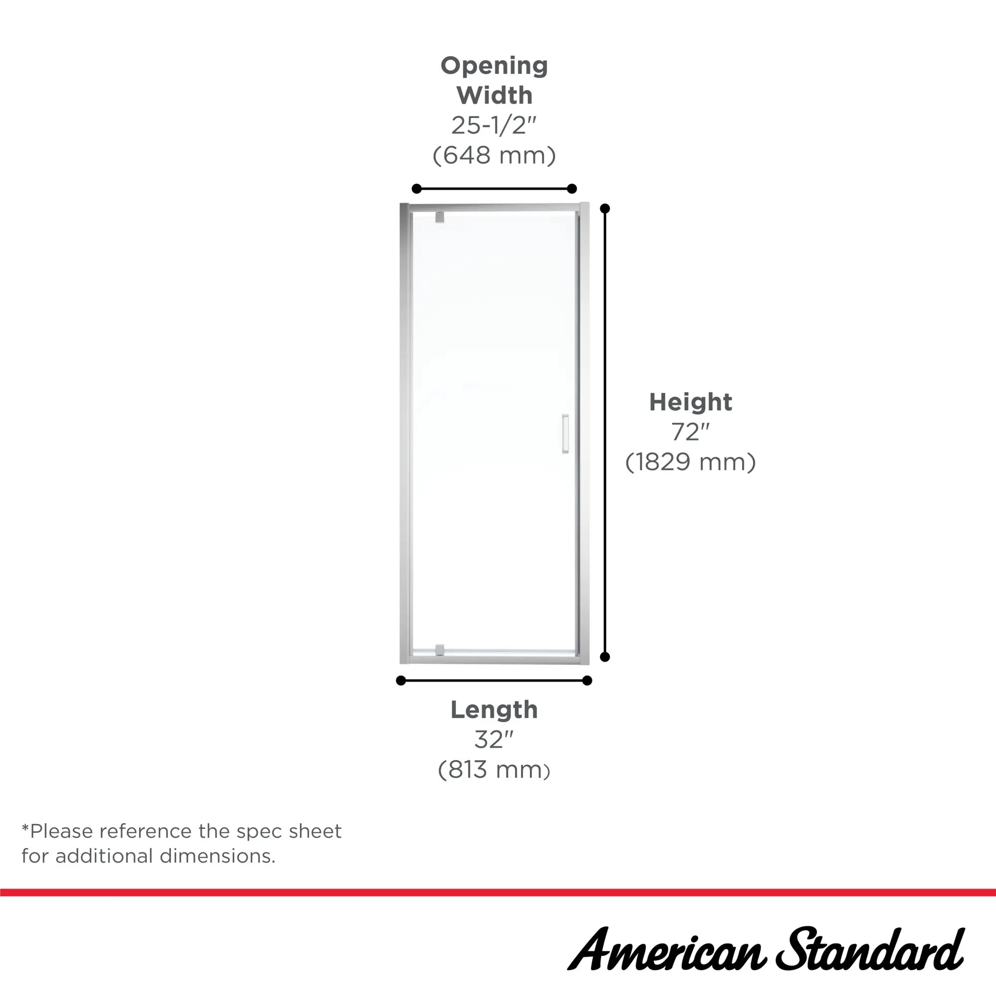 Mainstream 32 In. x 72 In. Shower Door // SILVER SHINE // 42894_Mainstream_Infographic_AM00842400_0001_OCT2024_1_CDNwebp.webp