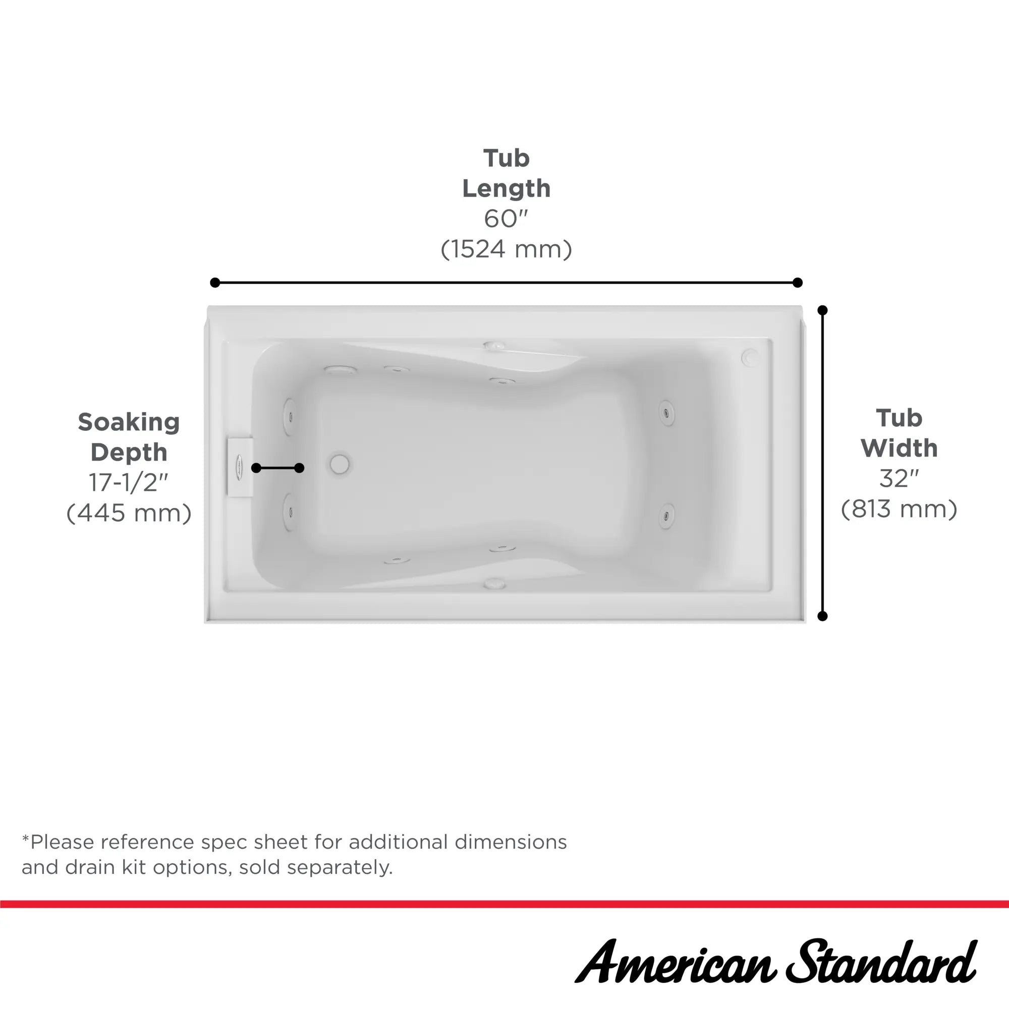 Mainstream 60in x 32in 8-Jet Whirlpool Tub with Left-Hand Drain // WHITE // 42900_AS_Mainstream_2948LC-LHO_Whirlpool_Infographics_2_1_CDNwebp.webp